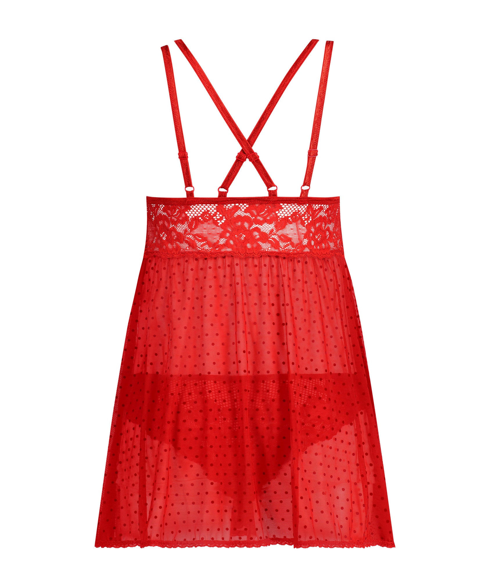 Babydoll Dot Mesh Lace Beatriz_173763_Tango Red_02