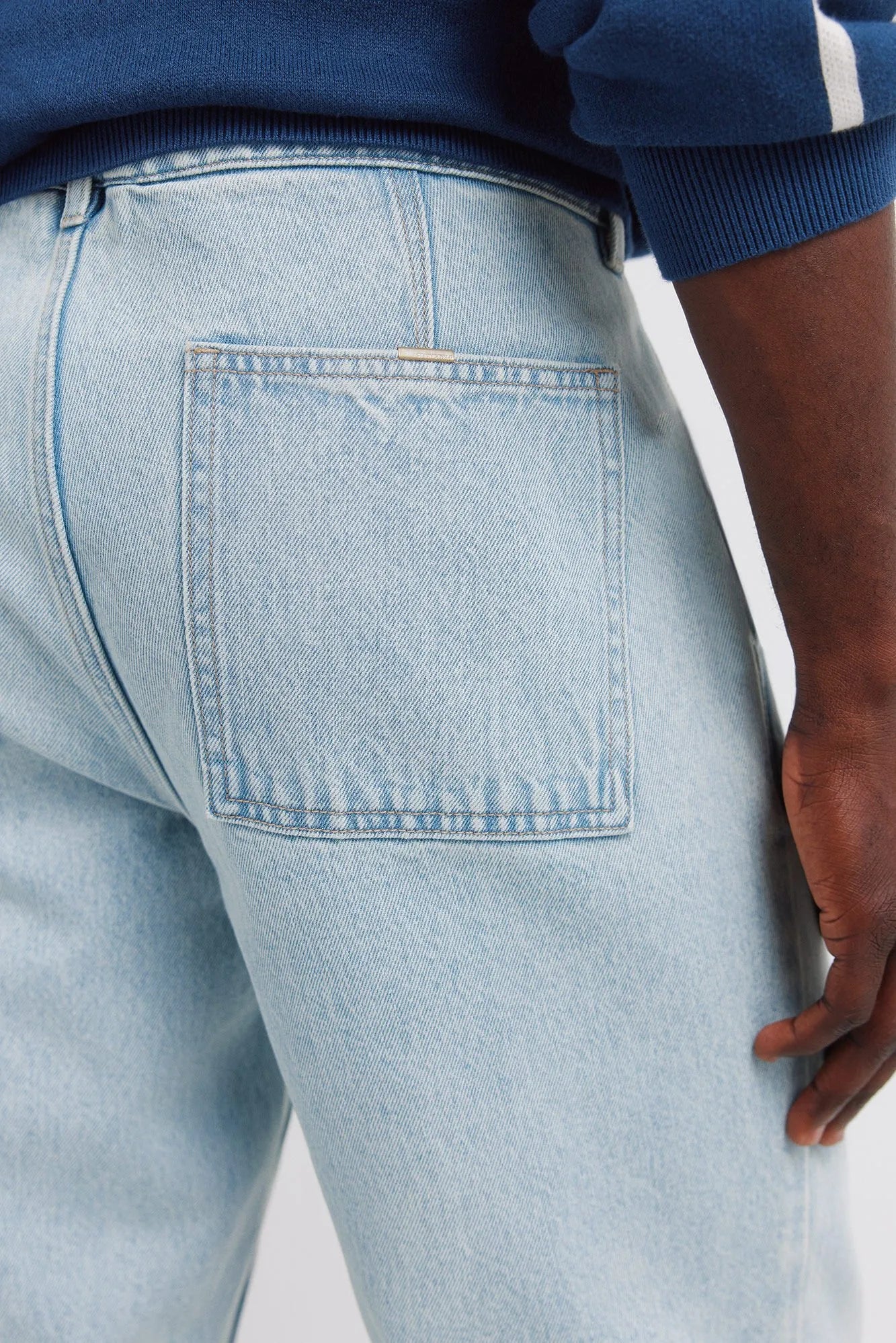 Springfield Blue Men Light Denim Washed Chinos SKU: 1753247_16 Image 06