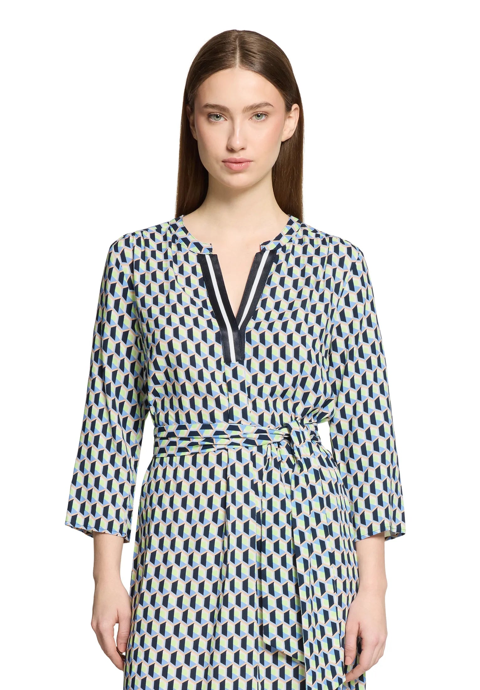Betty Barclay Blue/Green Women Blouse Dress with Belt SKU: 1840-1855_8850 Image 06
