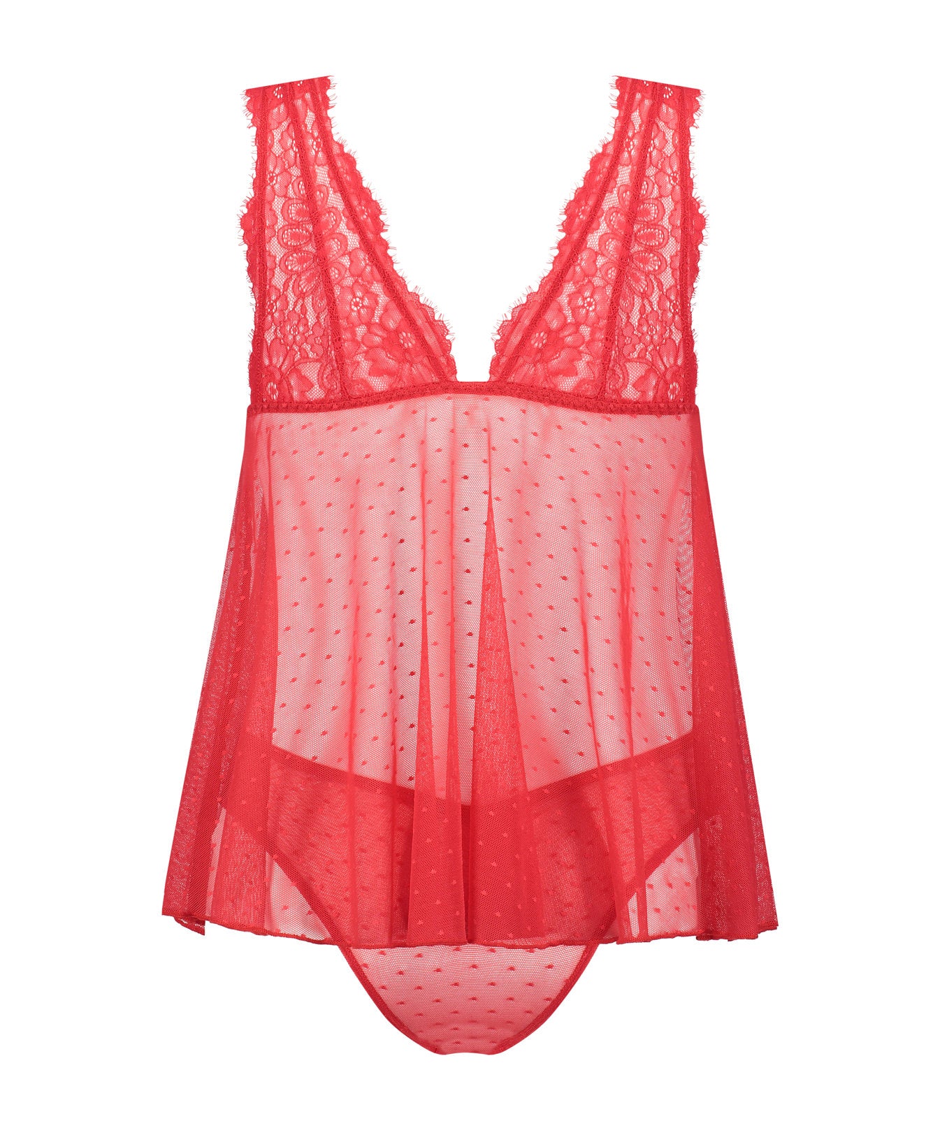 Dot Mesh Tabatha Babydoll_189407_Tango Red_02