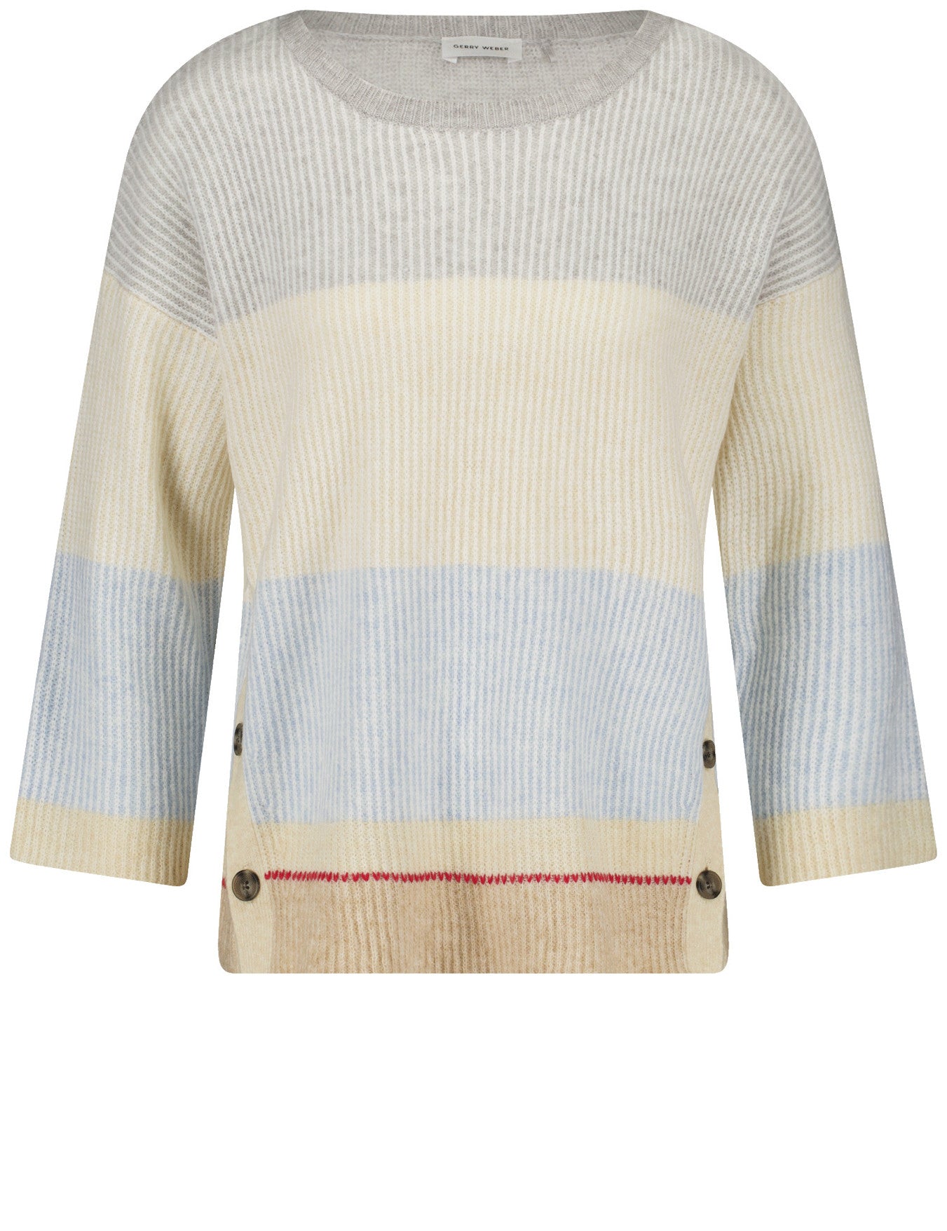 Gerry Weber_Sandshell/Silver/Cloud Stripe_Pullover 3/4 Sleeve_190015-57011_9181_01