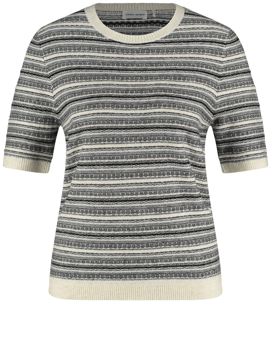 Gerry Weber_Offwhite-Black Stripe_Pullover 1/2 Sleeve_190058-57026_9216_01