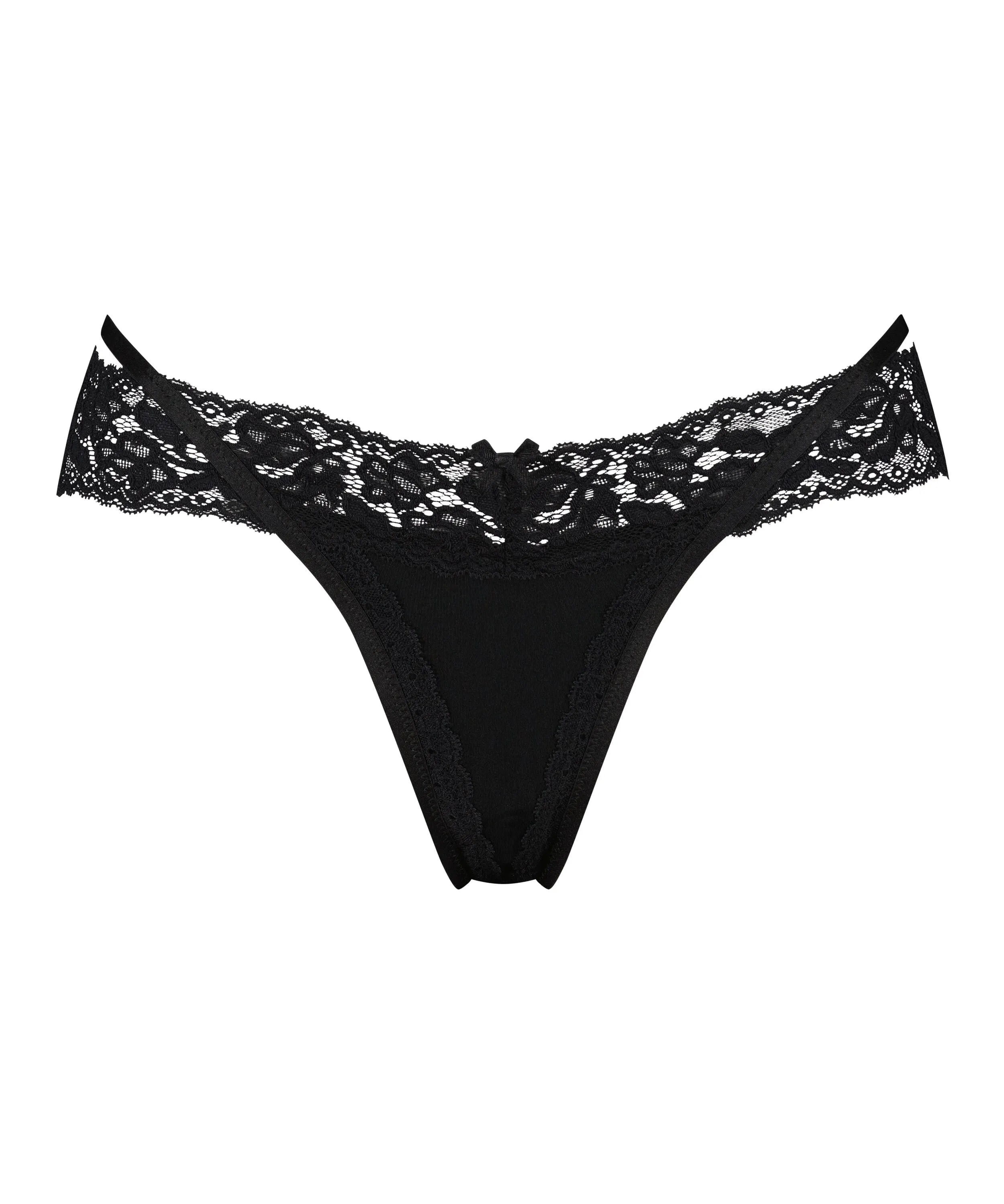 Hunkemoller Black Women Elliena Extra Low V Thong SKU: 194040_Black Image 04