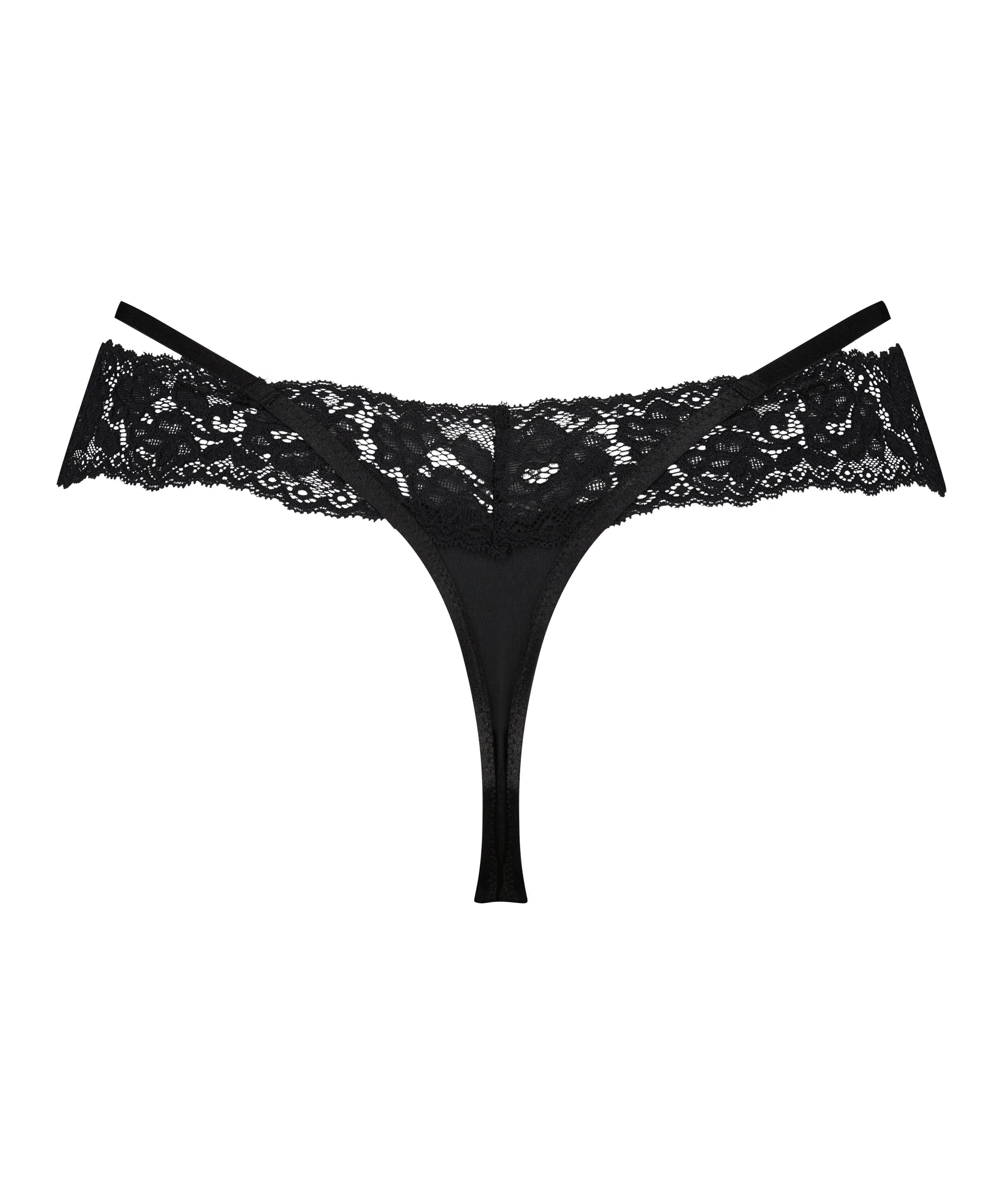 Hunkemoller Black Women Elliena Extra Low V Thong SKU: 194040_Black Image 05