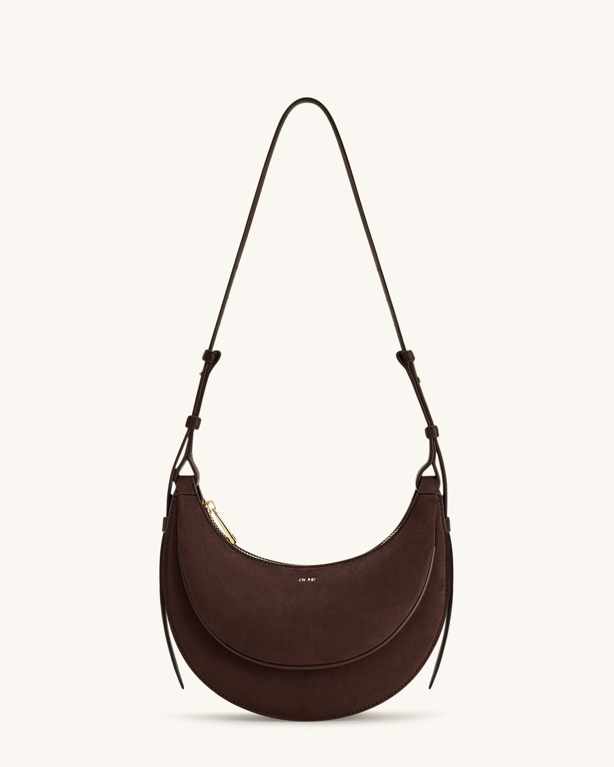 JW PEI Coffee Brown Women Sharon Faux Suede Crossbody Bag - Coffee Brown SKU: 1C131-35_Coffee Brown Image 01