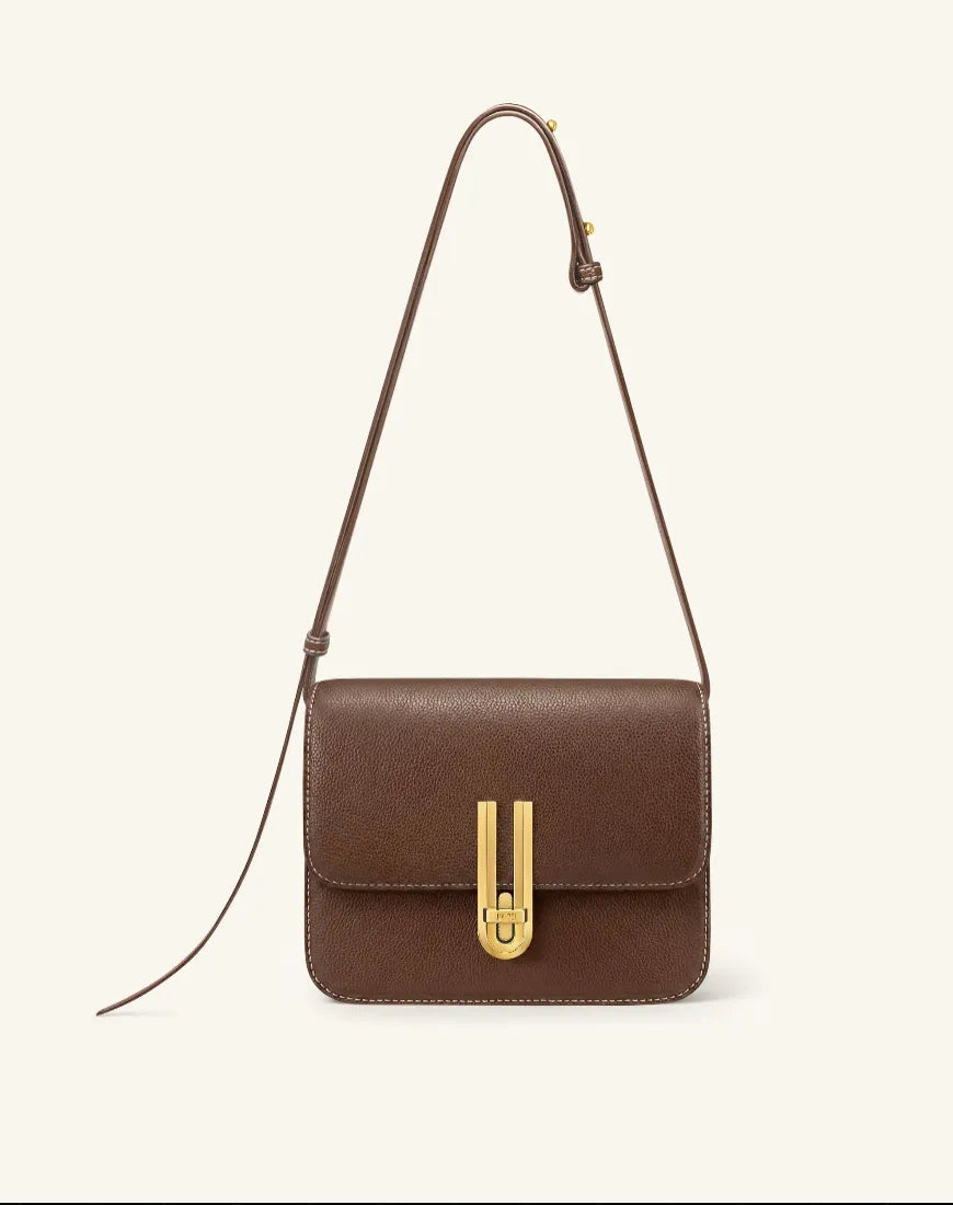JW Pei Brown Women Evania Lock Pebbled Shoulder Bag SKU: 1C213-3_Brown Image 01