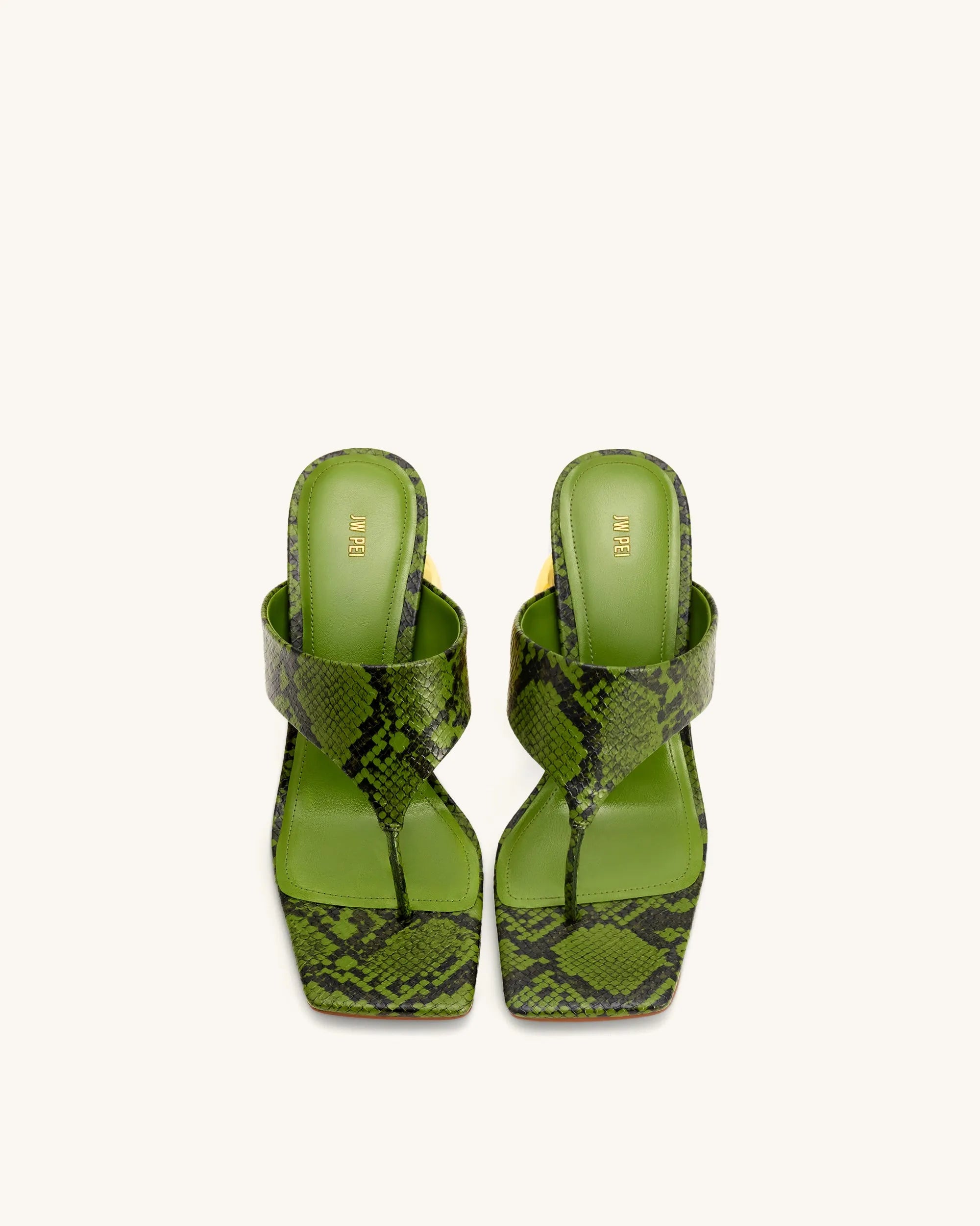 JW PEI Green Women Naomi Snakeskin Heeled Flip Flops - Green SKU: 1SDS145-7_Green Image 04