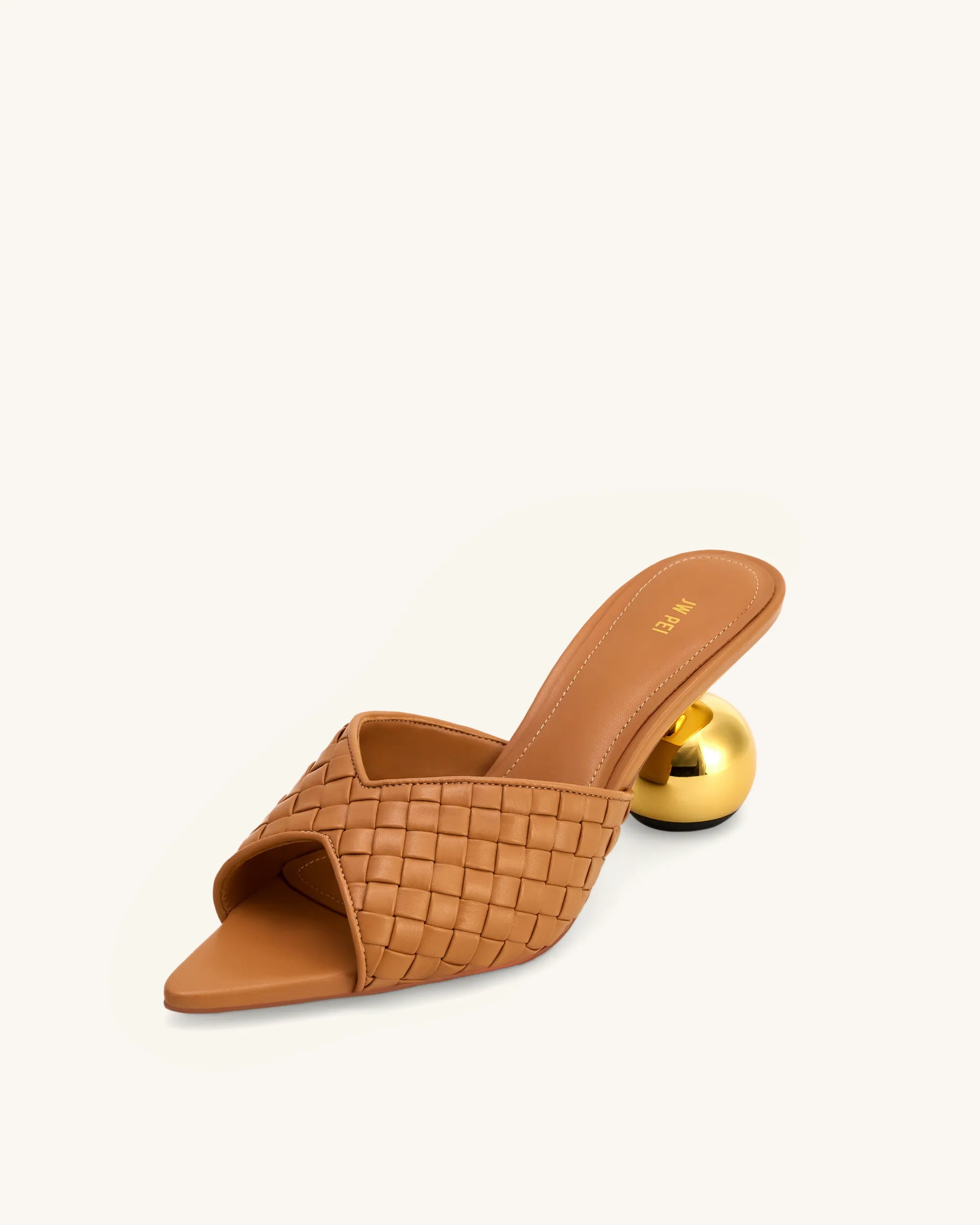 JW PEI Khaki Ellie Braided Sphere Heel Mules SKU: 1SDS78-32_Khaki Image 04