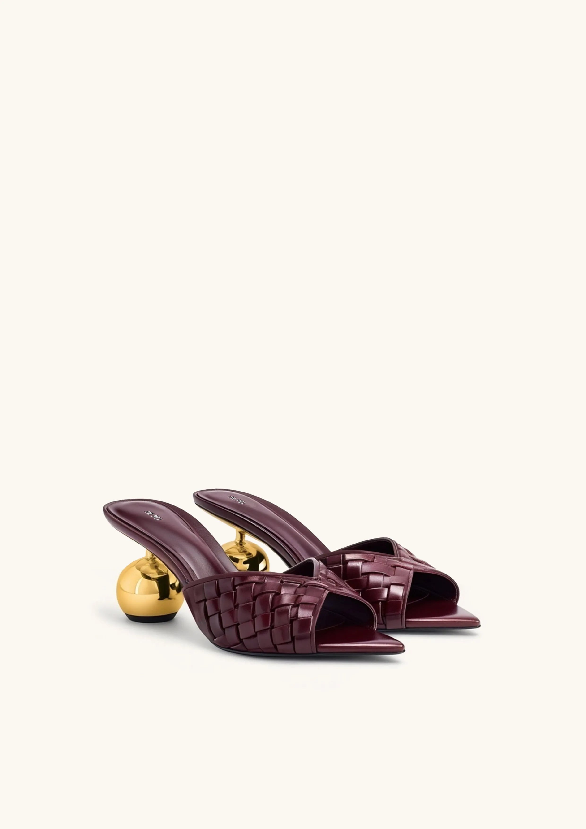 JW PEI Burgundy Women Ellie Braided Sphere Heel Mules - Burgundy SKU: 1SDS78-42_Burgundy Image 01