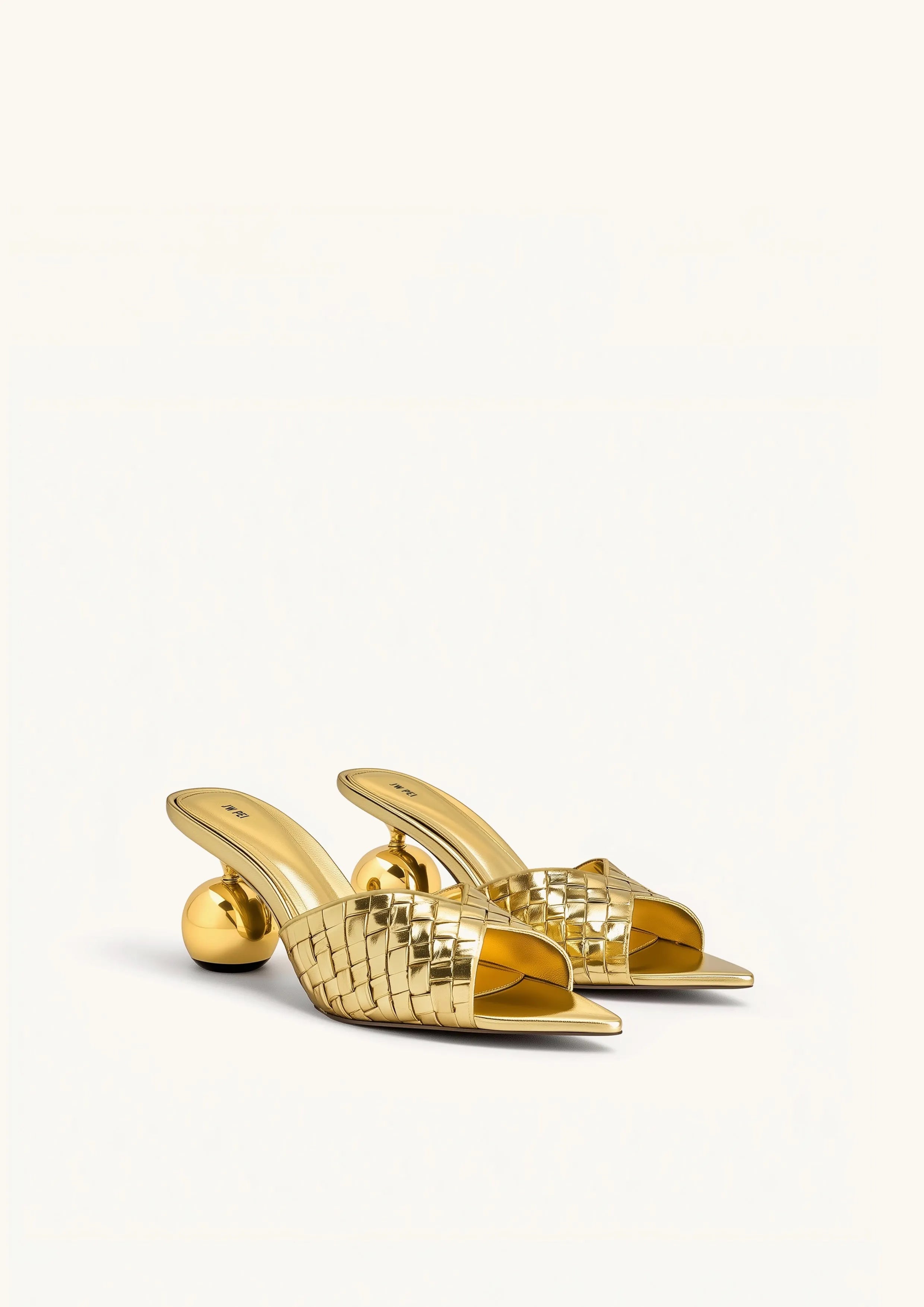 JW PEI Gold Women Ellie Braided Sphere Heel Mules - Gold SKU: 1SDS78-82_Gold Image 01