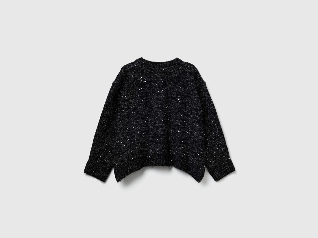 Benetton_Black_Sweater in Wool and Lurex Blend_1VPUC108V_100_02