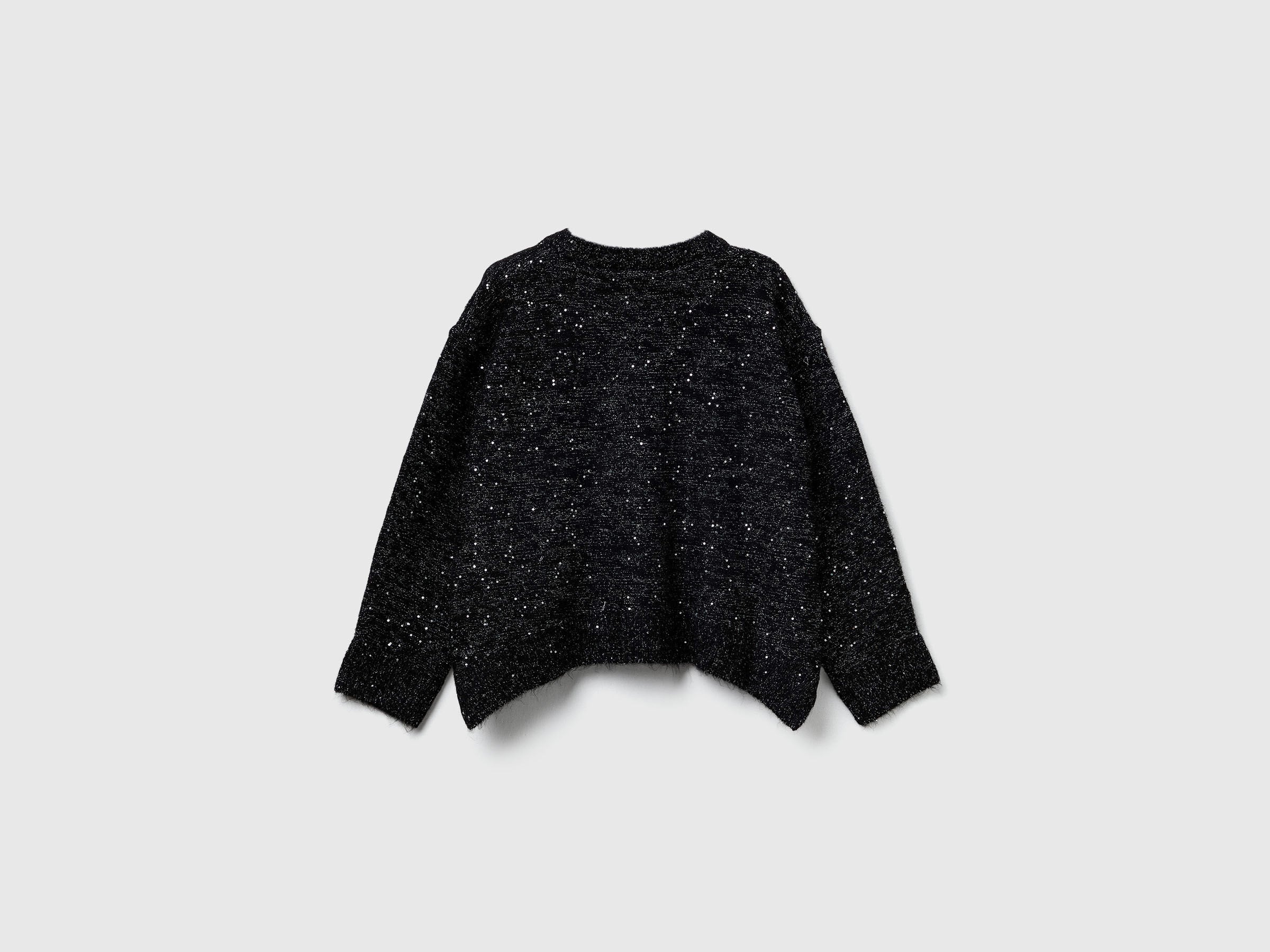 Benetton_Black_Sweater in Wool and Lurex Blend_1VPUC108V_100_02