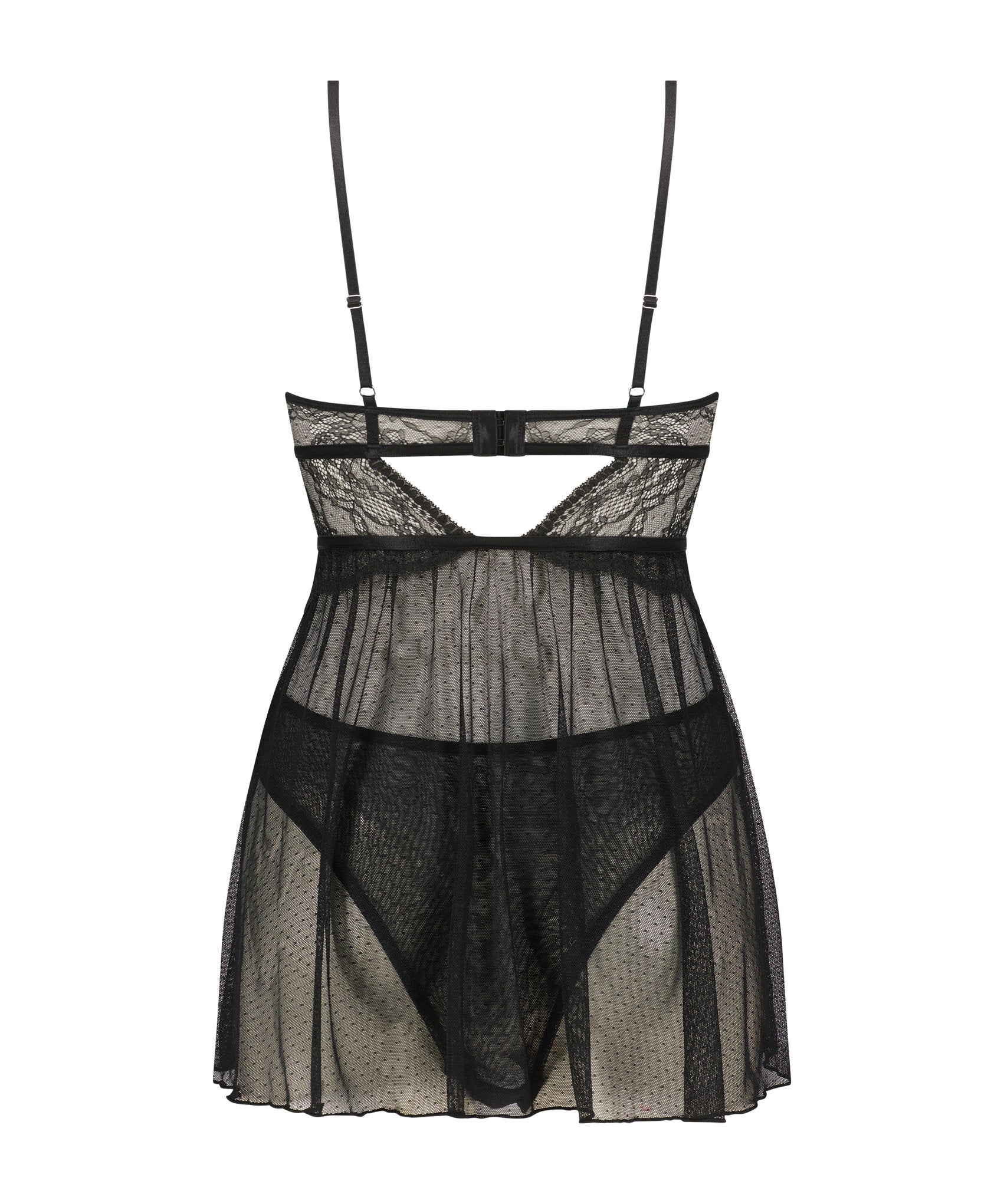 Wired Lace Isabelle Dot Mesh Babydoll In Different Cup Sizes_200322_Black_02