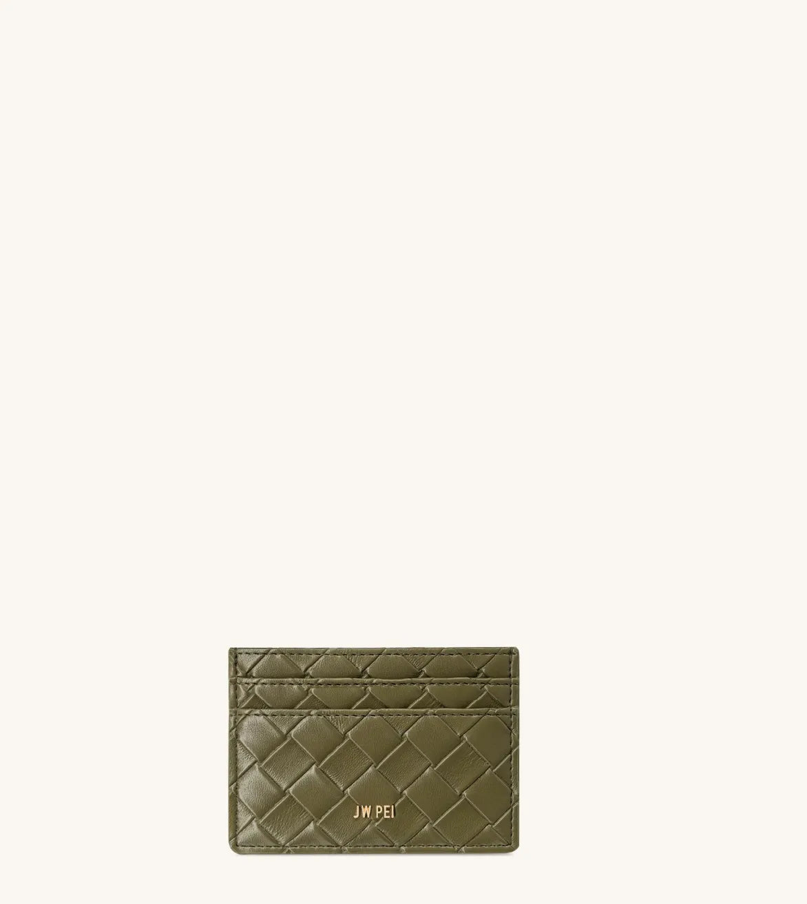 JW PEI Olive Green Women Woven Texture Card Holder SKU: 20035-71_Olive Green Image 01