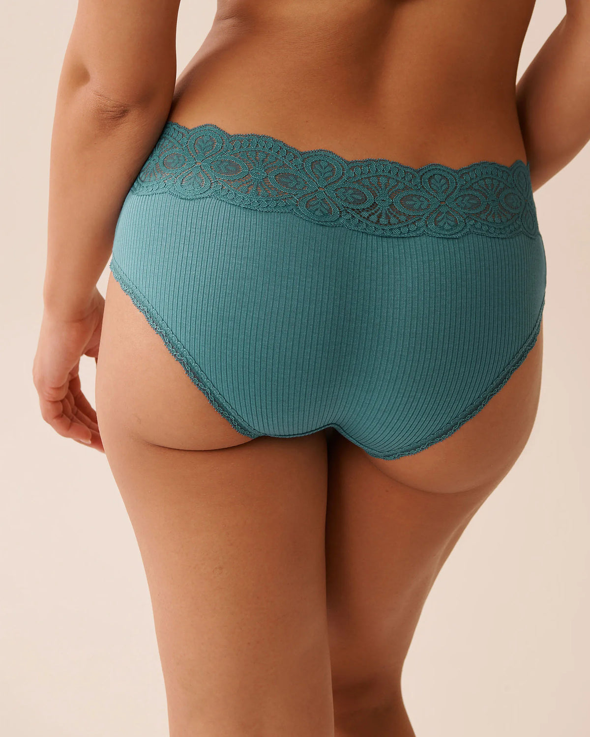La Vie en Rose_Storm Blue_Lace Trim Ribbed Hiphugger Panty_20100656_40242_02