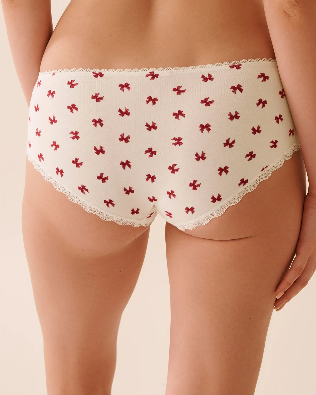 La Vie en Rose_Snow White Stripped Bow_Cotton and Lace Detail Hiphugger Panty_20100663_P10558_02