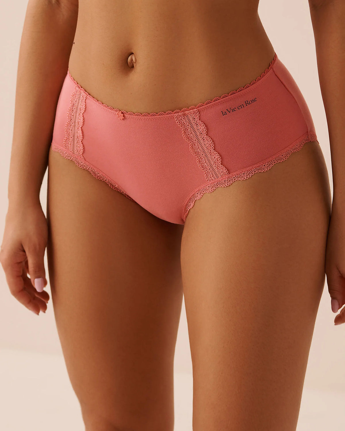 La Vie en Rose Flamingo Plume Women Cotton and Lace Detail Hiphugger Panty SKU: 20100729_60239 Image 01