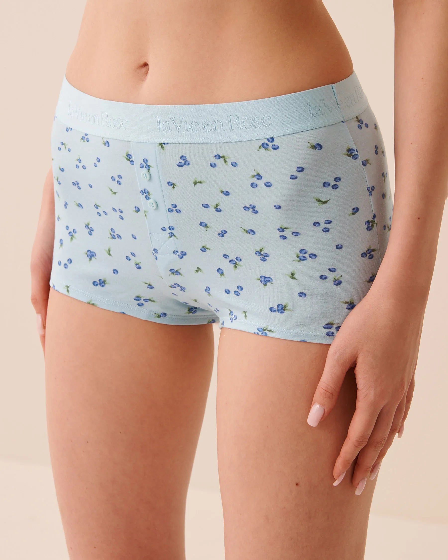 La Vie en Rose Stratosphere Blueberry Women Cotton and Logo Elastic Band High Waist Boyleg Pan SKU: 20100736_P40558 Image 01