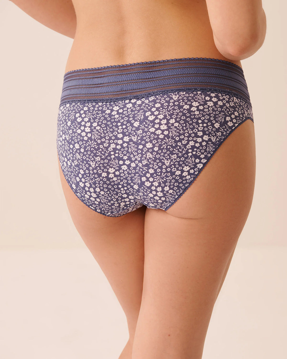 La Vie en Rose Crown Blue Ditsy Women Cotton And Linear Lace Band Bikini Panty SKU: 20100766_P40579 Image 02