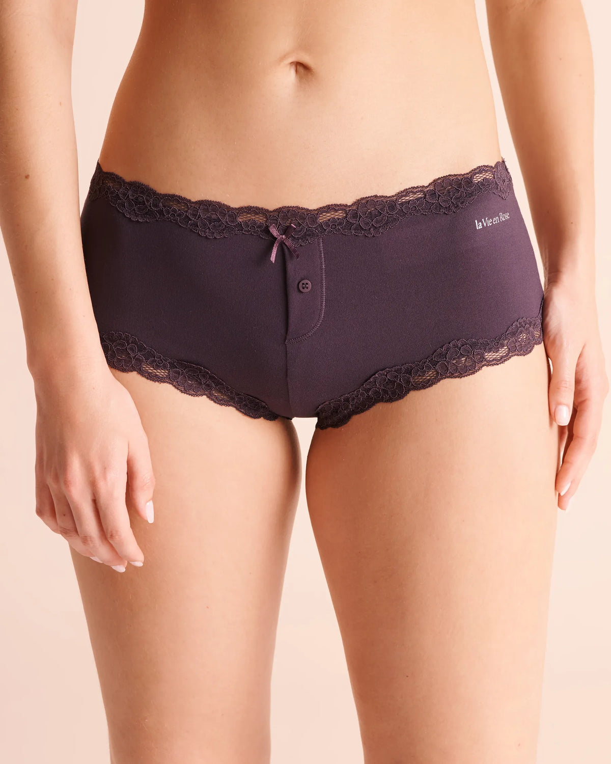 La Vie en Rose Plum Perfect Women Super Soft Lace Trim Boyshort Panty SKU: 20100826_50103 Image 01