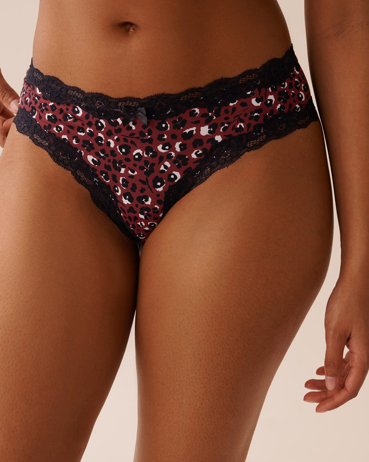La Vie en Rose_Sun-Dried Animal Ditsy_Microfiber and Lace Trim Cheeky Panty_20200674_P60394_01