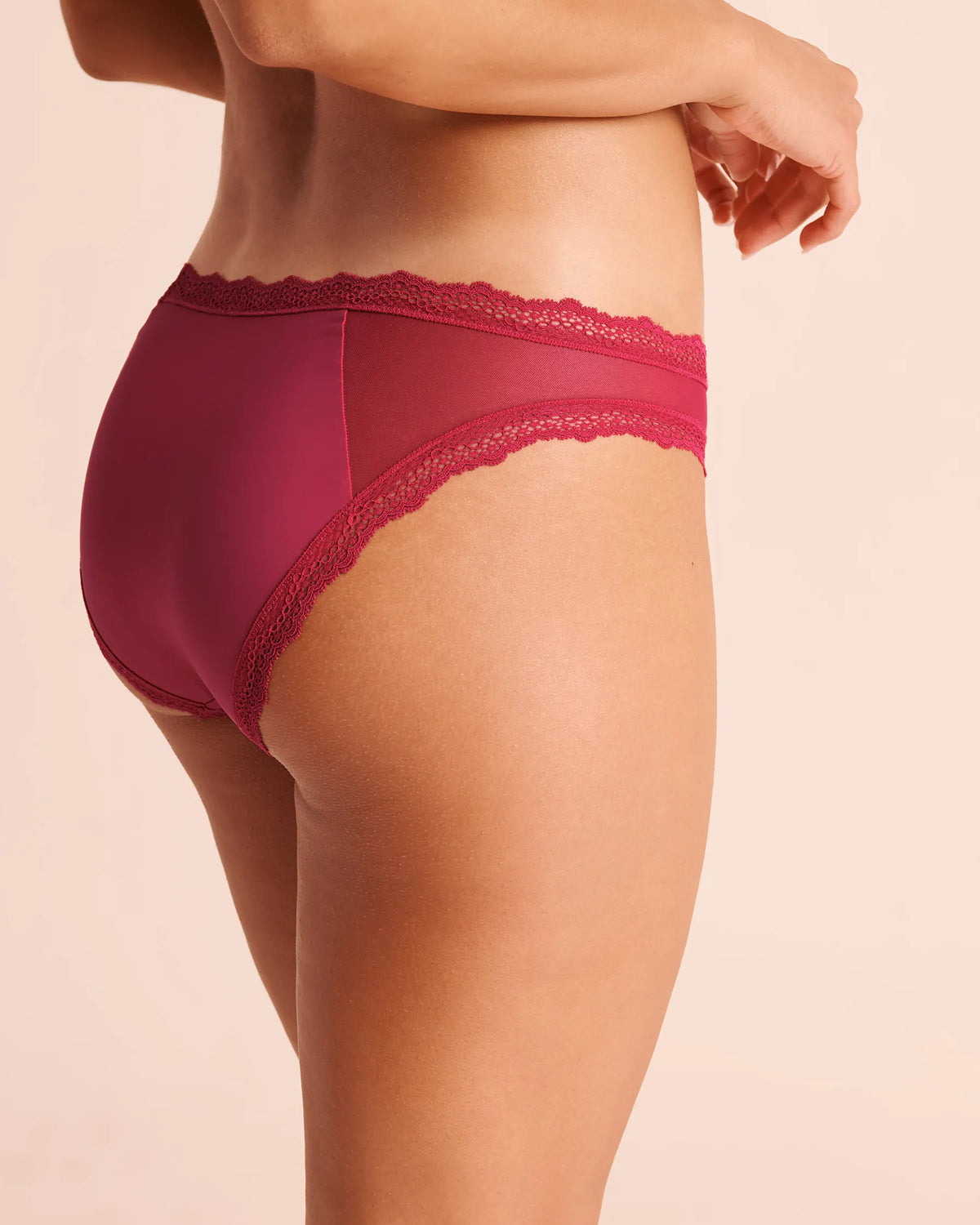 La Vie en Rose Cerise Women Mesh and Lace Trim Bikini Panty SKU: 20200869_60184 Image 02