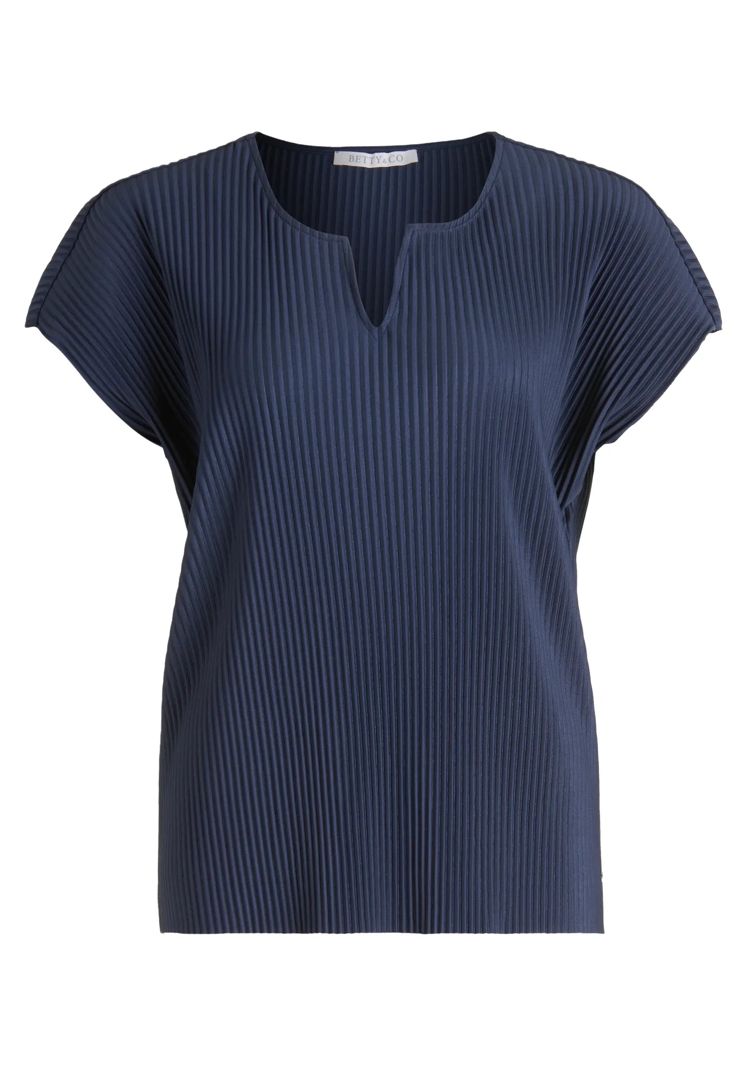 Betty Barclay Navy Blue Women Short-Sleeved Pleated Shirt SKU: 2035-3185_8543 Image 01