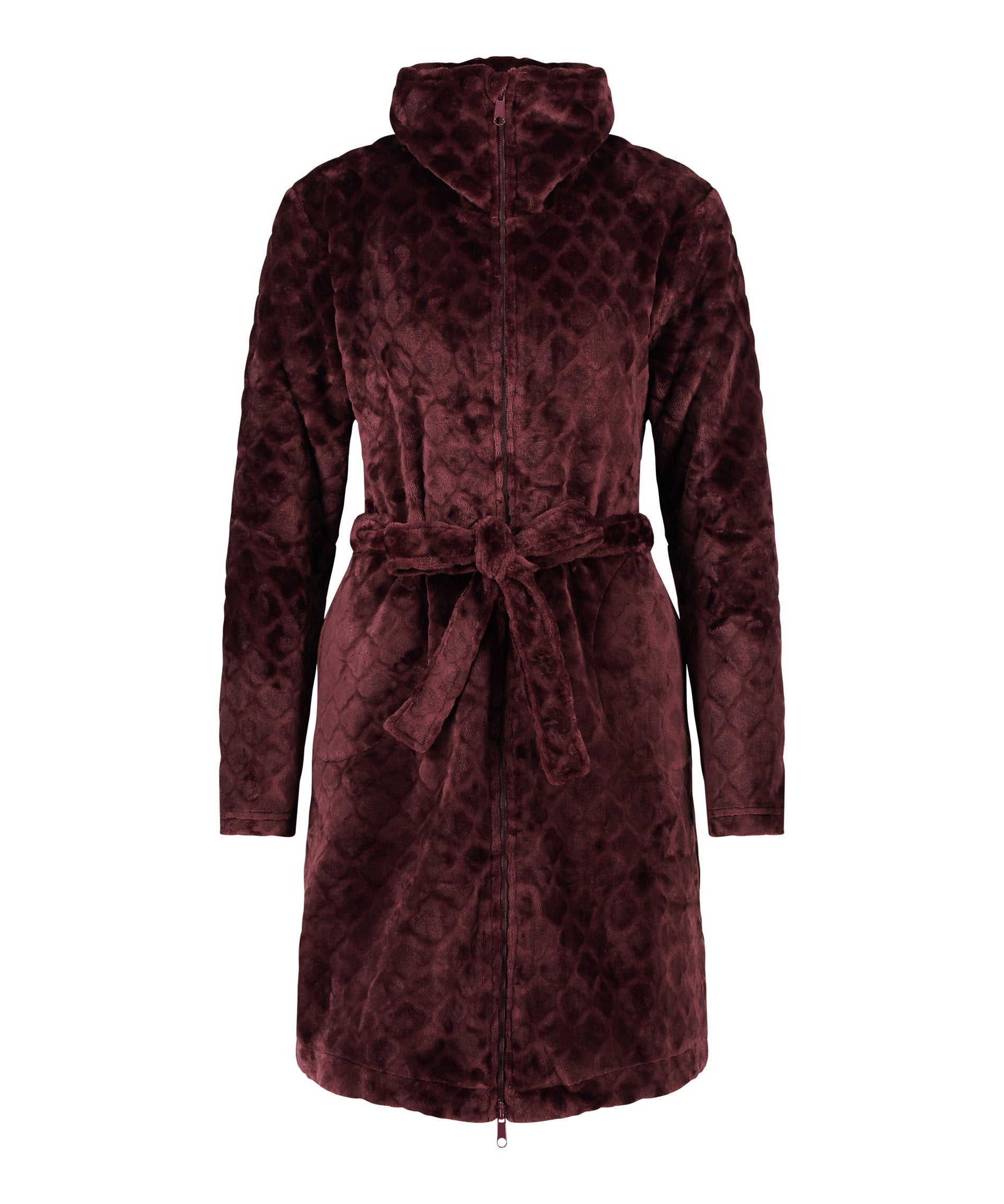 Robe Fleece Zip Emb Honeycomb_204193_Windsor Wine_04
