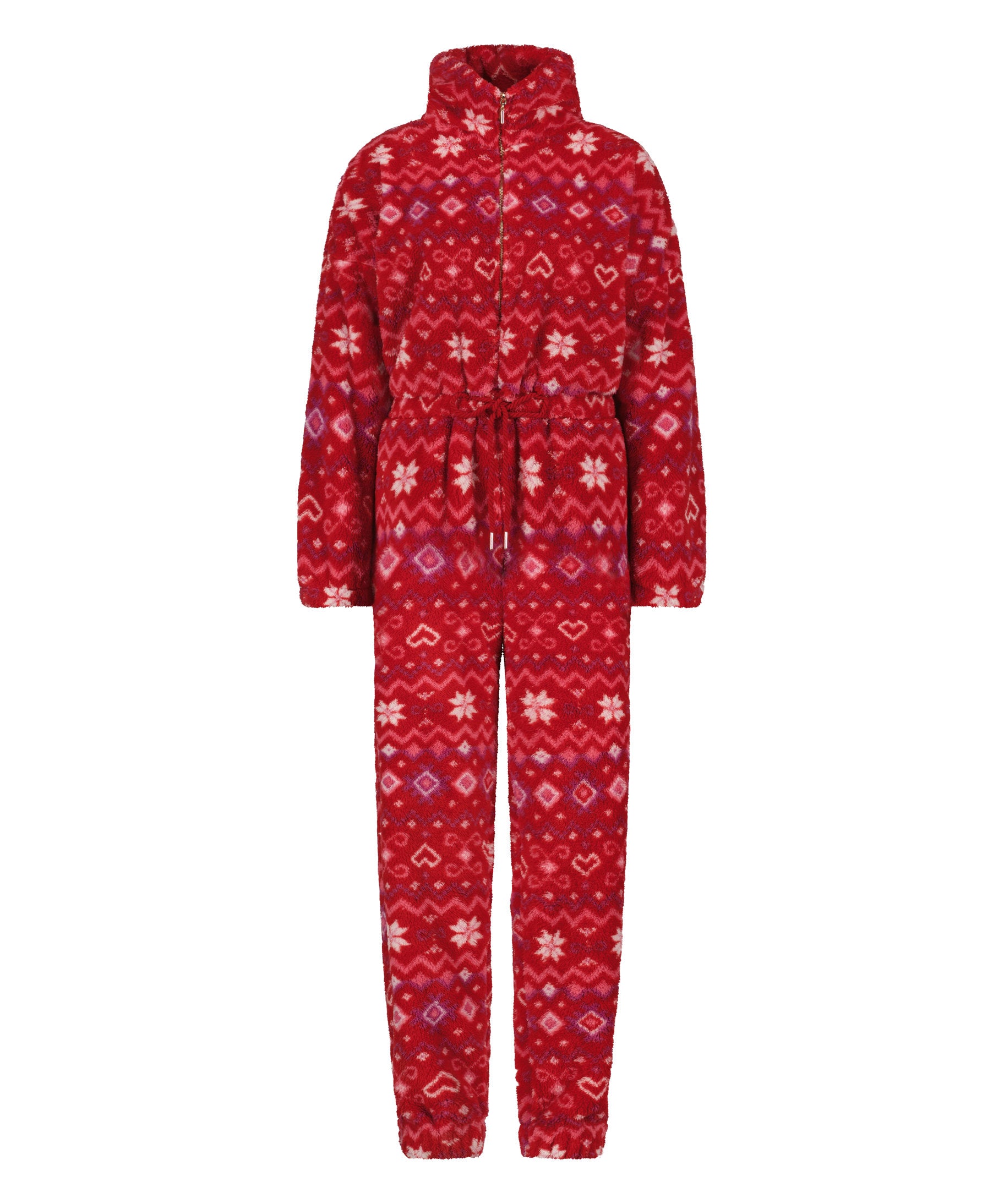Onesie Fleece Zip Up Fairisle_204196_High Risk Red_04