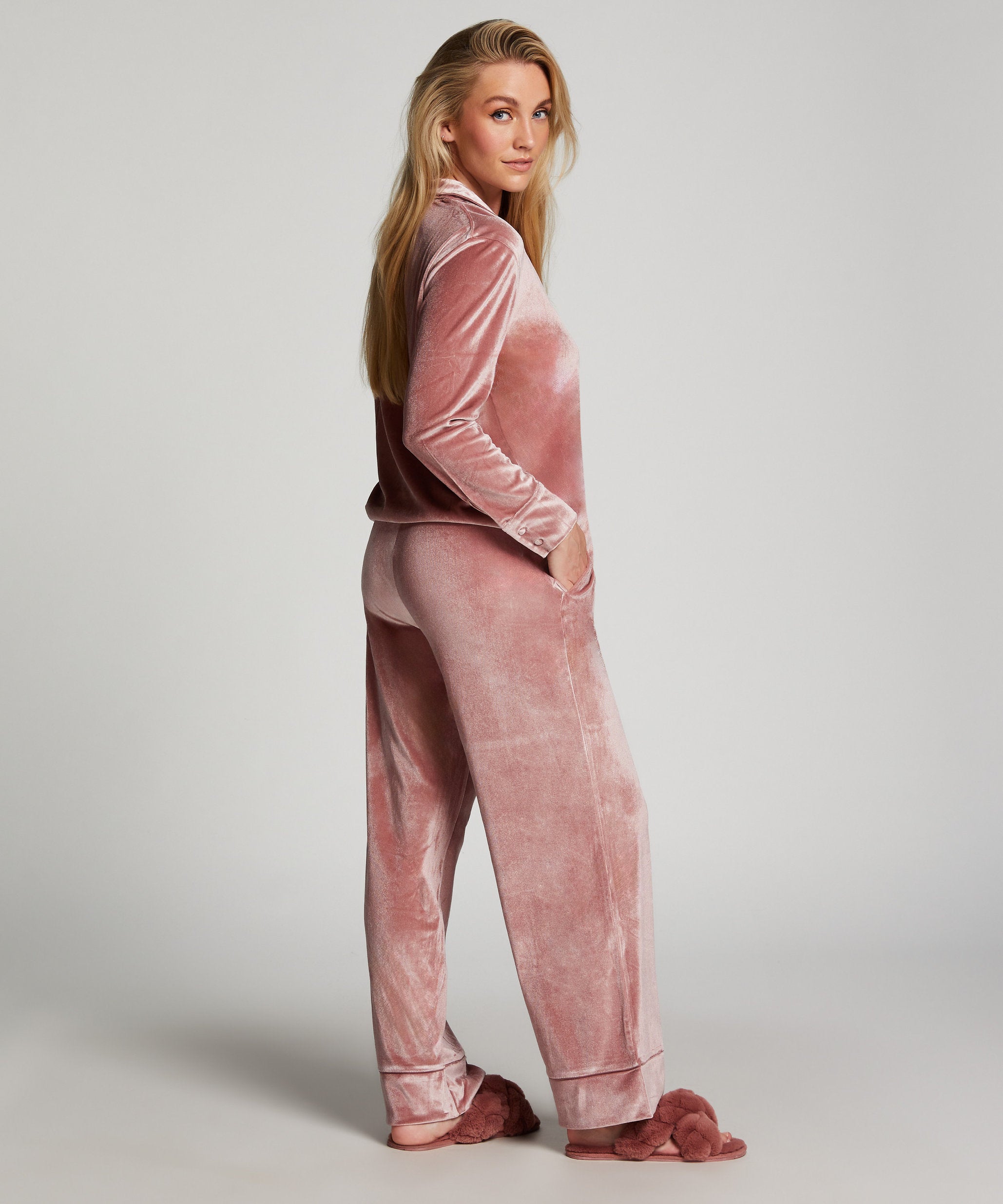 Pant Shiny Velours Piping_204204_Rose Brown_04