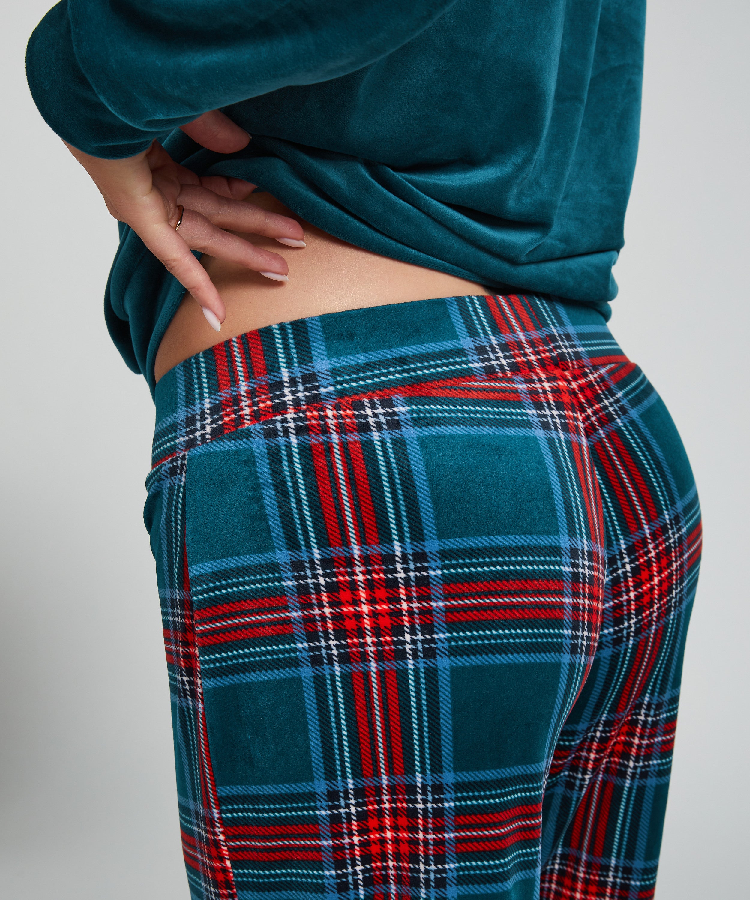 Velours Check Pyjamaset with Bag - BEVAVA