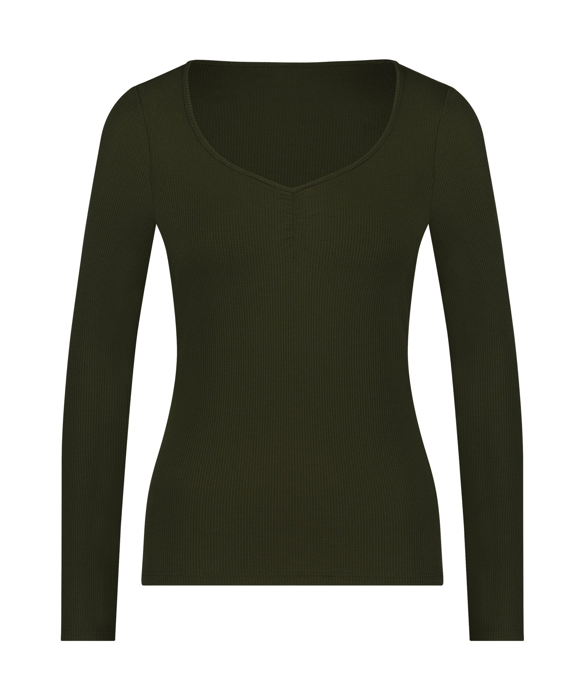 Top Long Sleeve Waffle Gathering_204242_Kombu Green_05