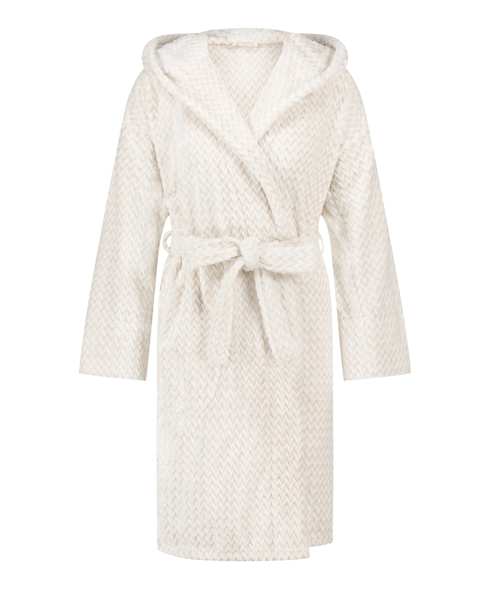 Robe Short Fleece Hood Zigzag_204244_Oatmeal Melee_04