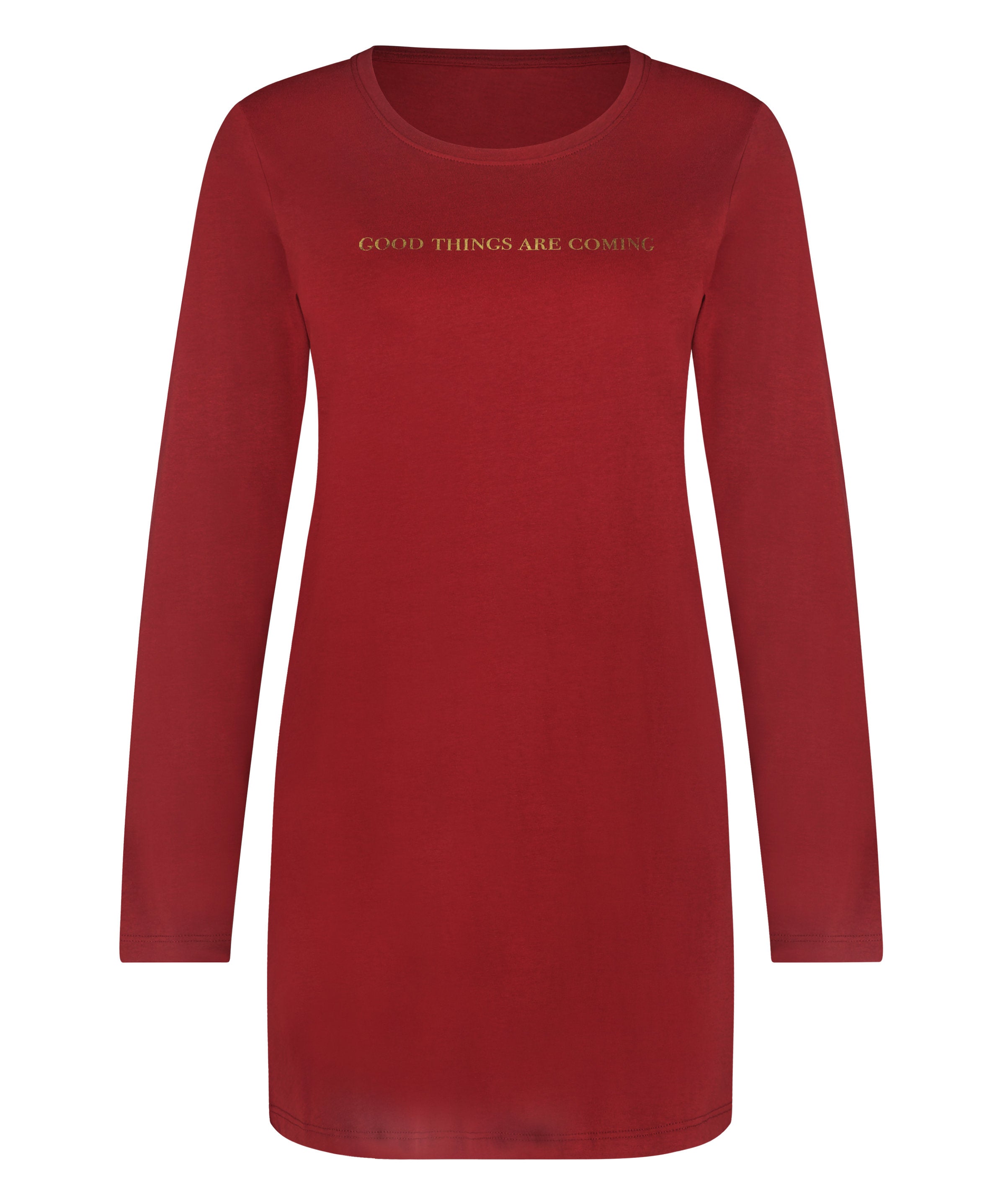 Nightie Long Sleeve R Neck Good Things_204246_Red Dahlia_04