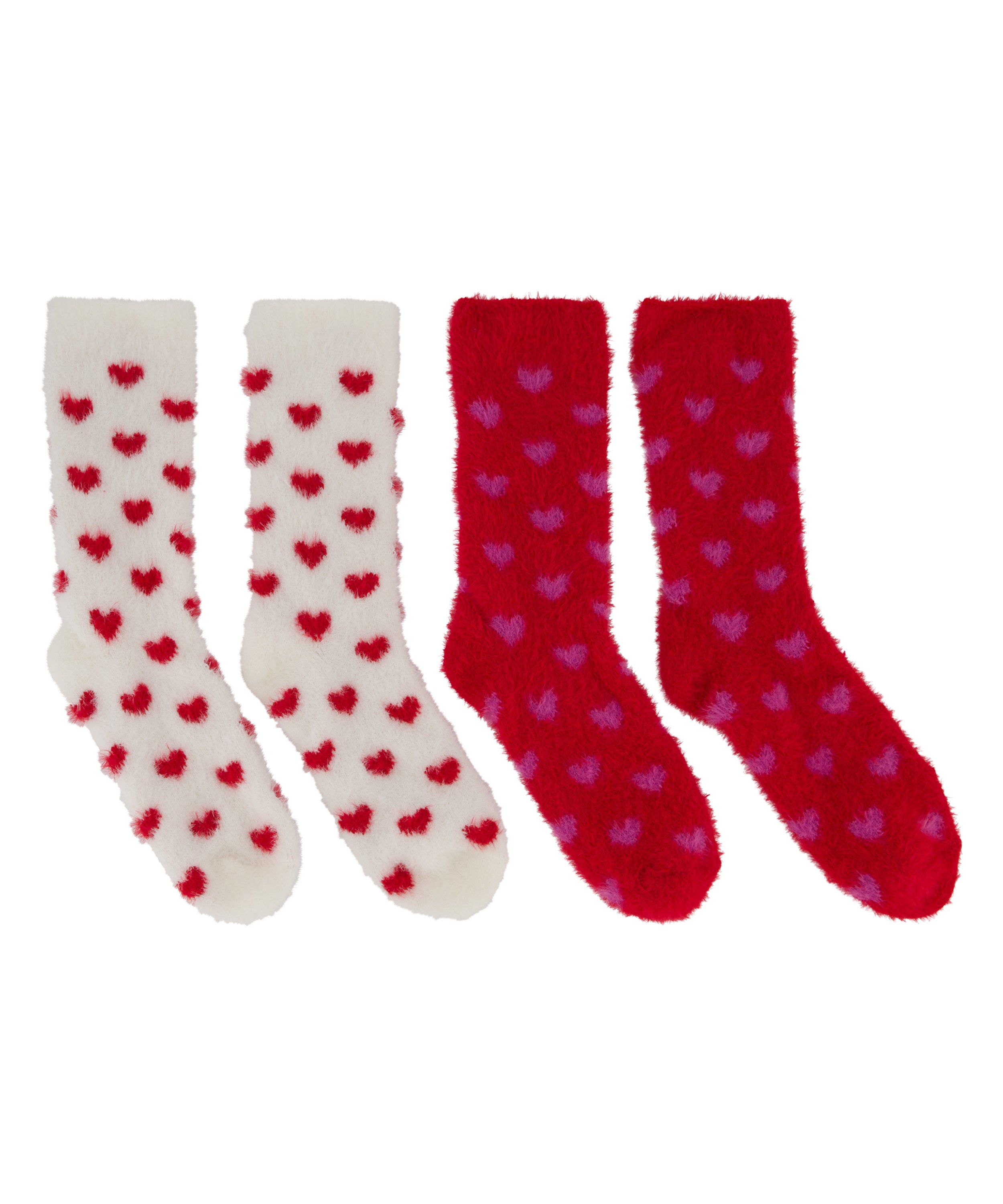 2P Contrast Heart Cosy Socks_204290_Cerise_03