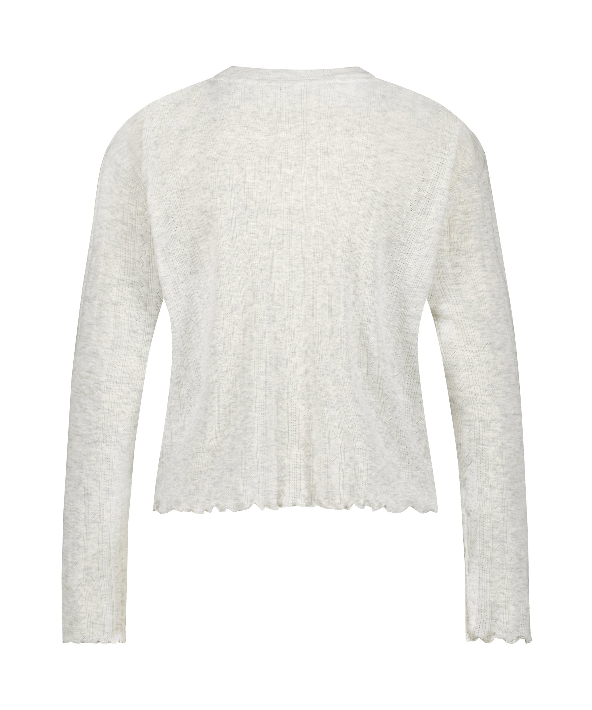 Hunkemoller_Pointelle Long-Sleeved Pyjama Top_204798_Oatmeal Melange_06
