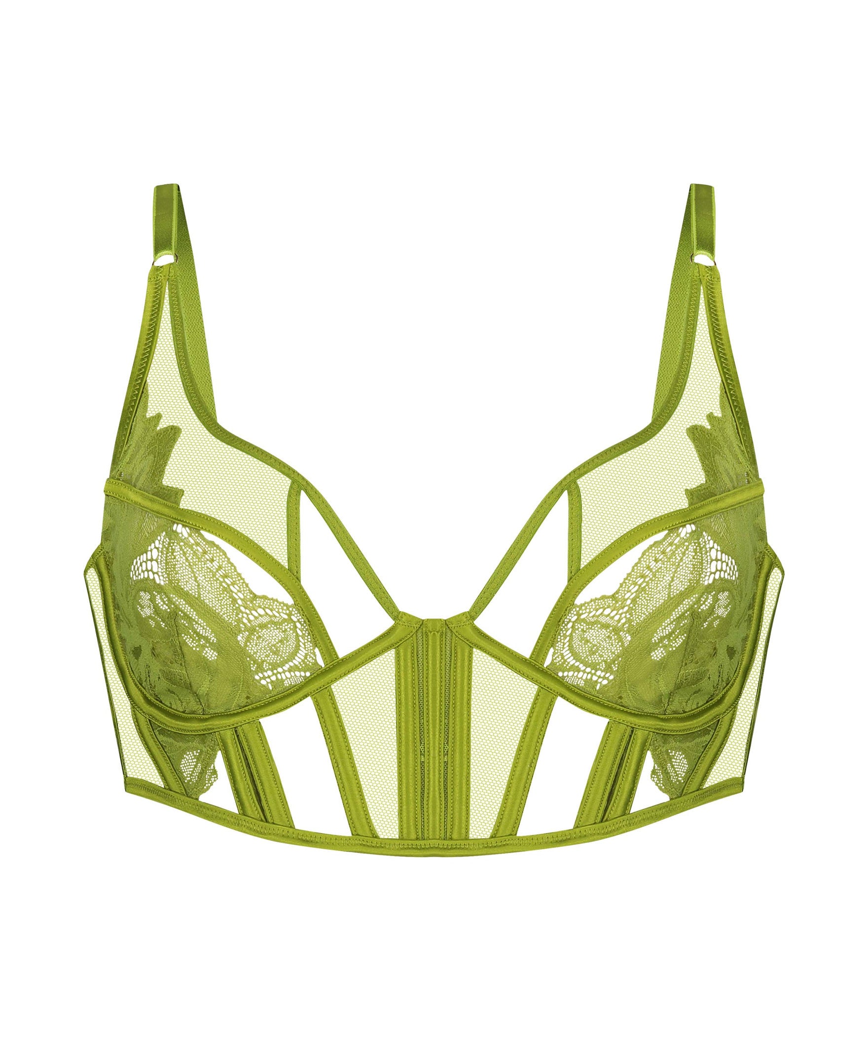 Billie Non-Padded Longline Underwired Bra in Different Cup Sizes_206175_Lima Bean Green_01
