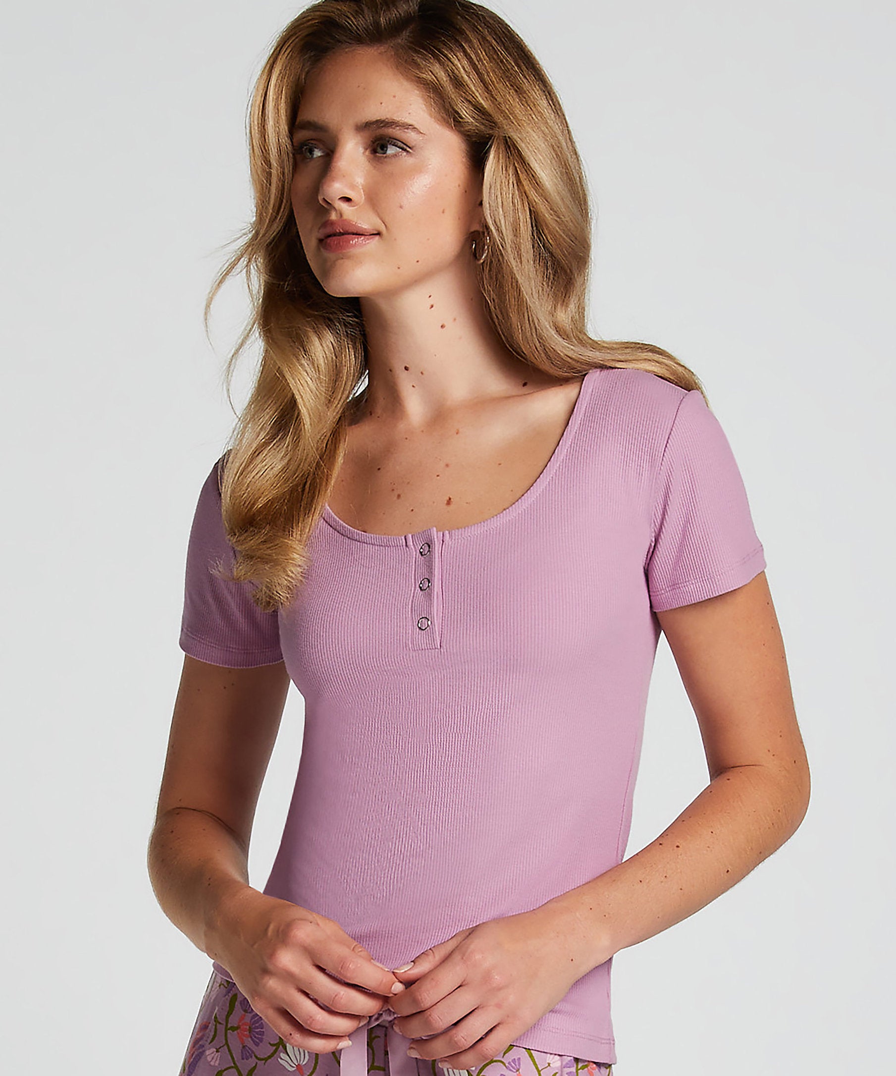 Henley Short Sleeved Top_206488_Lavender Mist_01