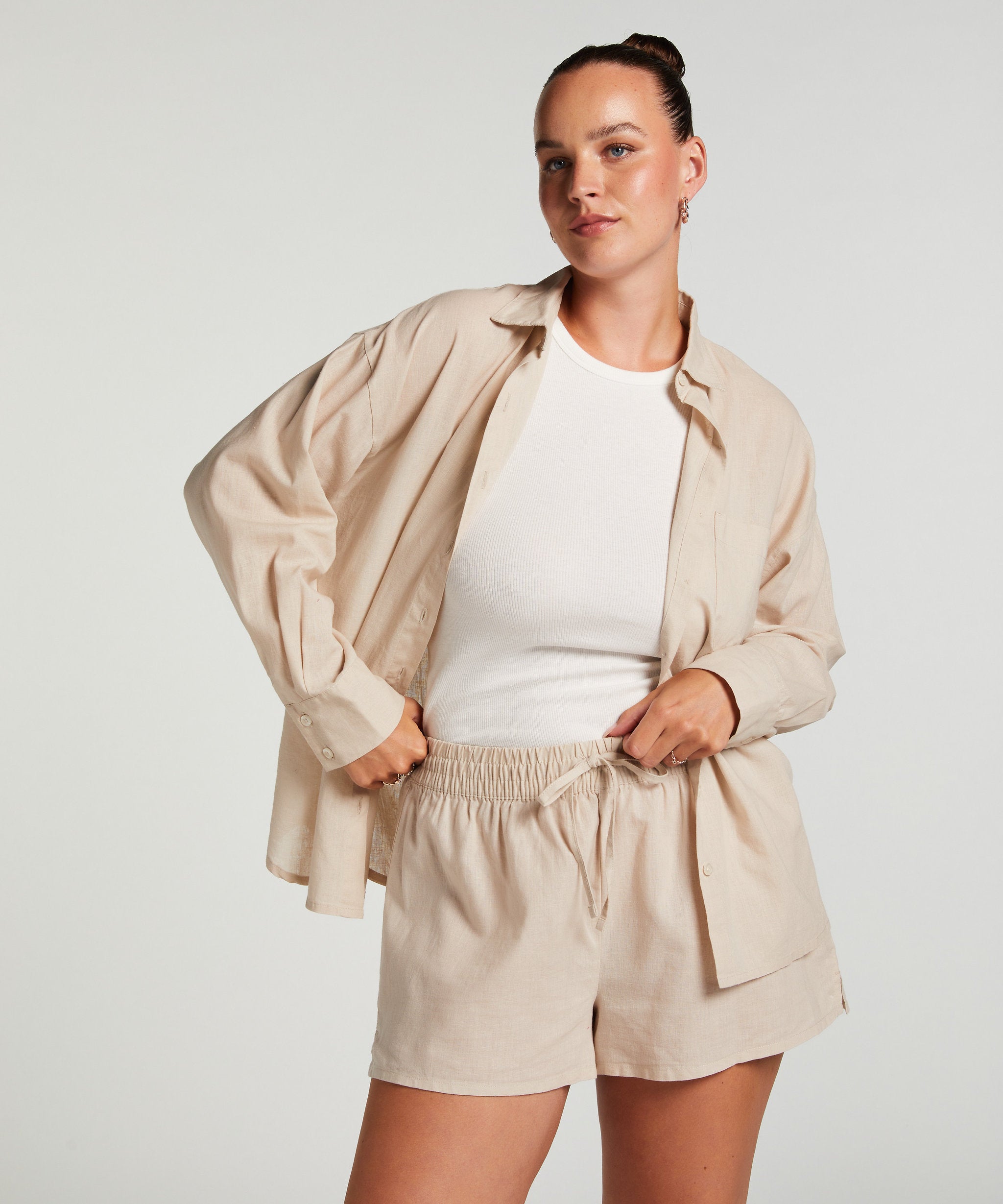 Linen Pyjama Shorts_206533_Almond Peach_06