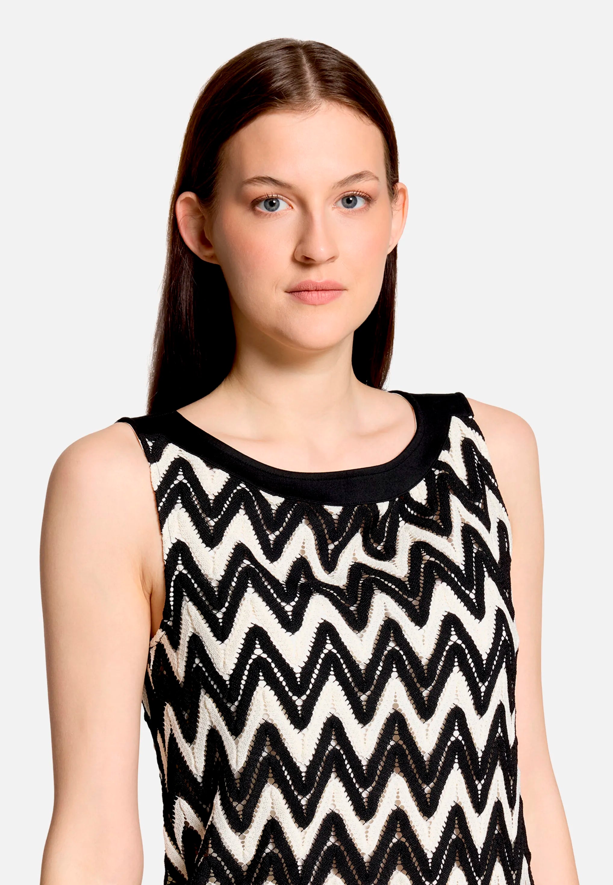 Betty Barclay Black/Cream Women Textured Sleeveless Shirt SKU: 2107-3376_9812 Image 07