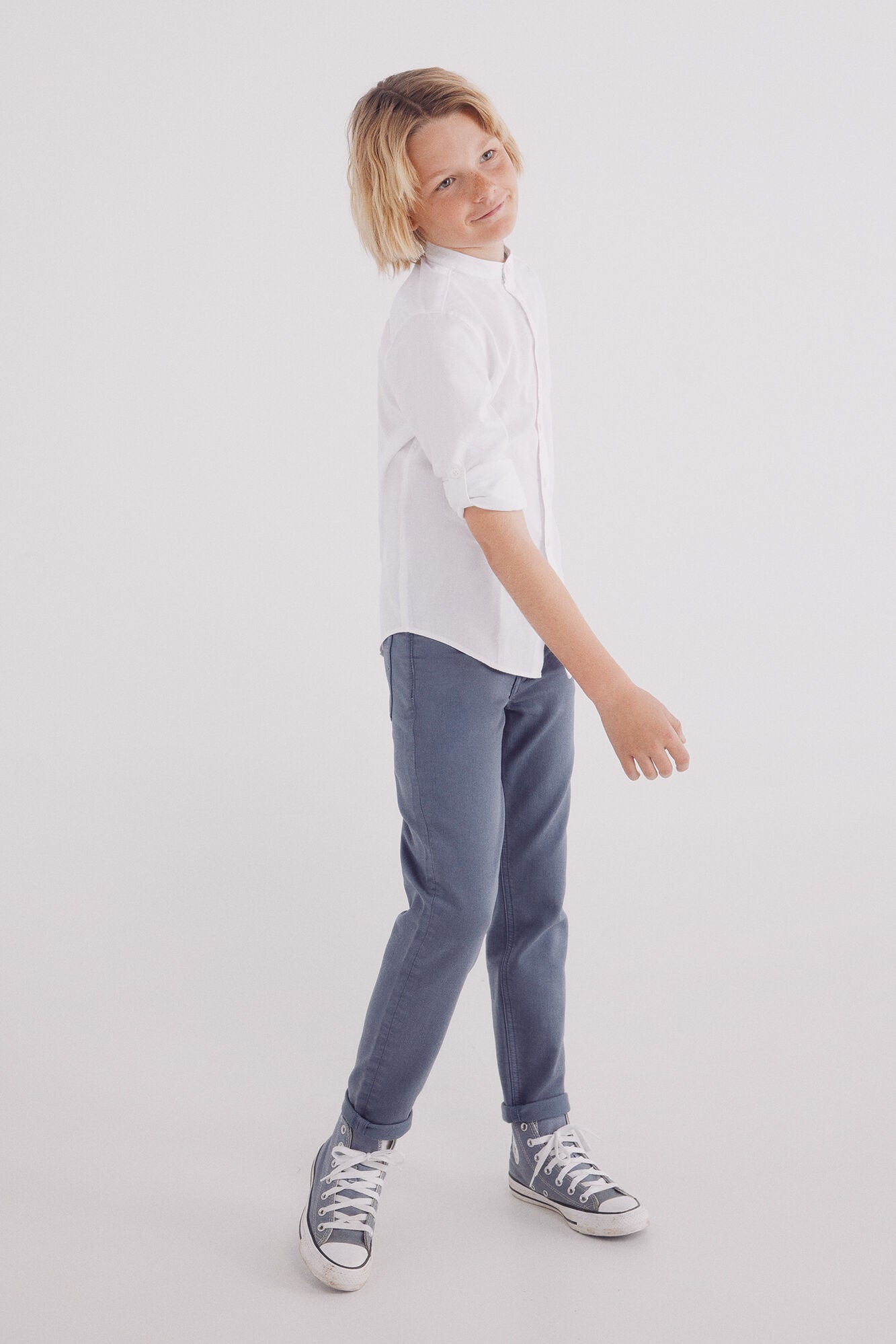 Springfield_Structured Shirt with Mandarin Collar For Boys_2129013_12_02