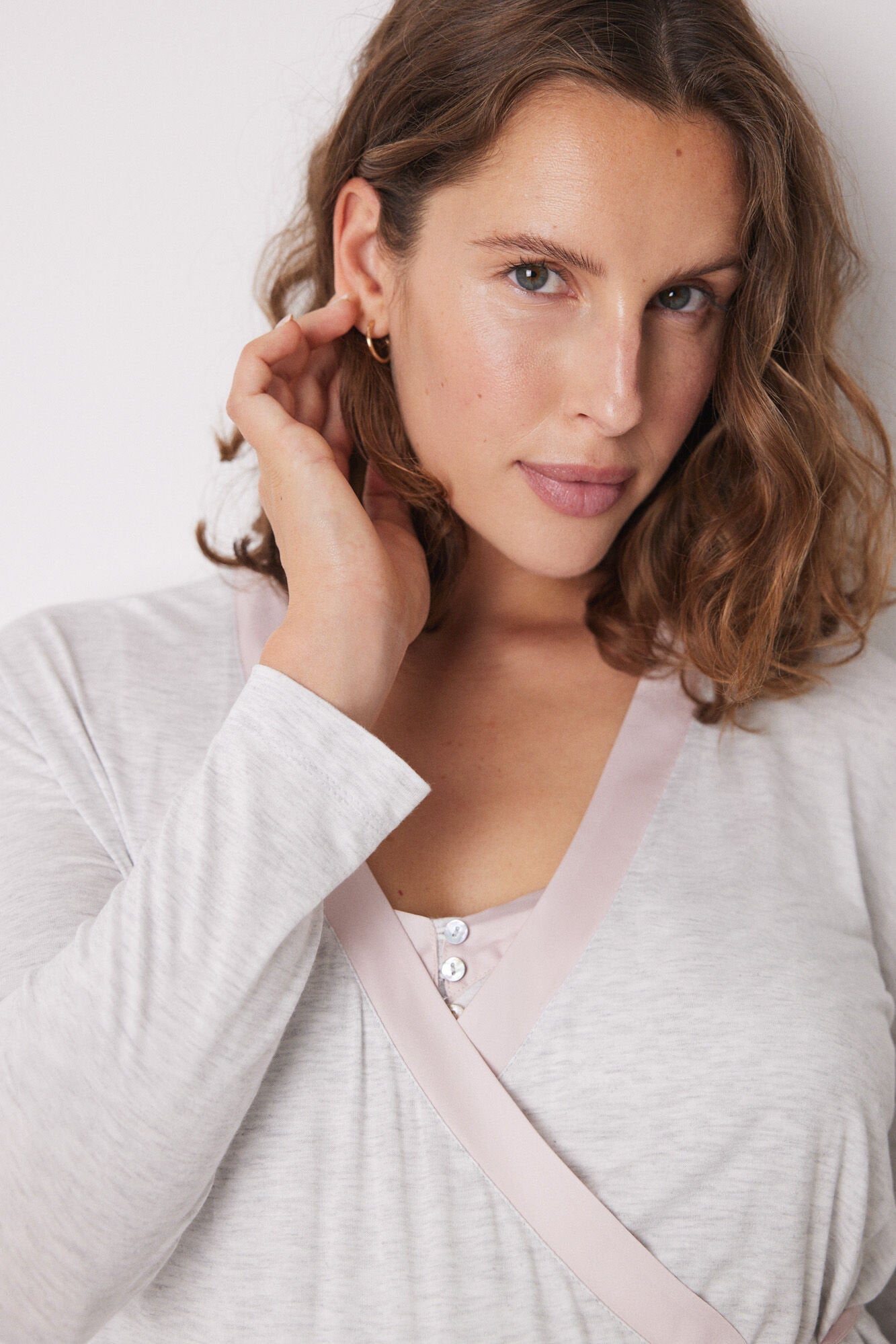 Short "Maternity" Gown In Grey Viscose_04