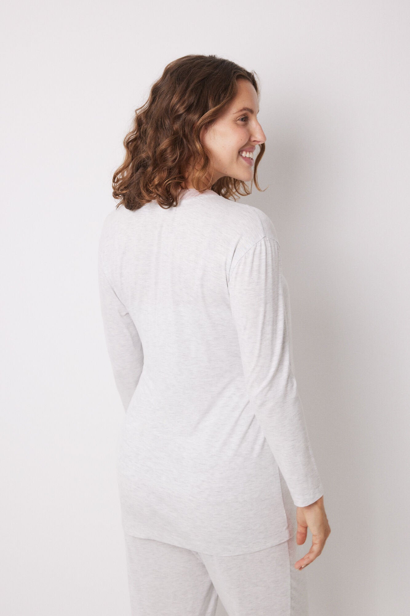 Short "Maternity" Gown In Grey Viscose_05