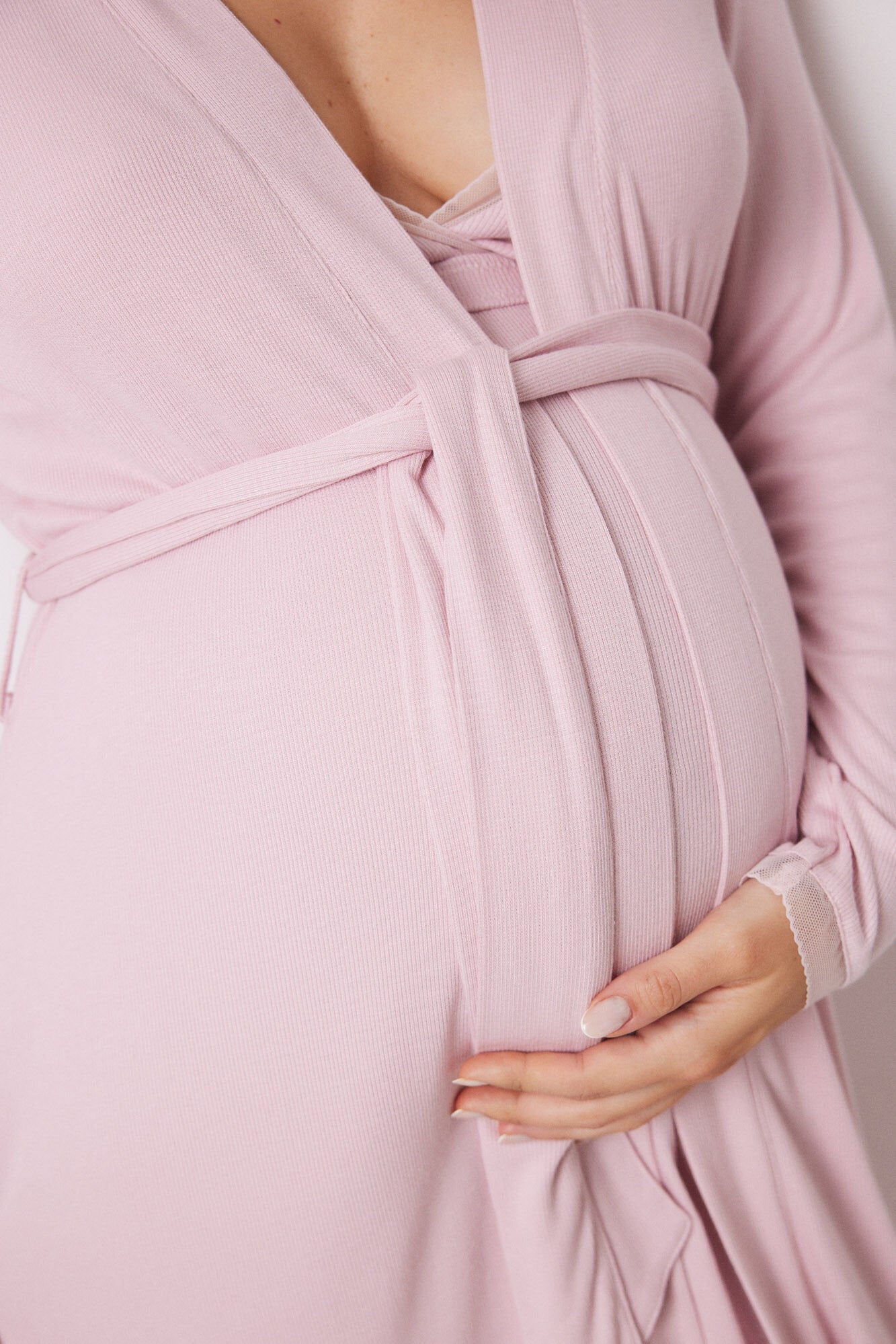 Pink Midi Soft Touch "Maternity" Robe_03