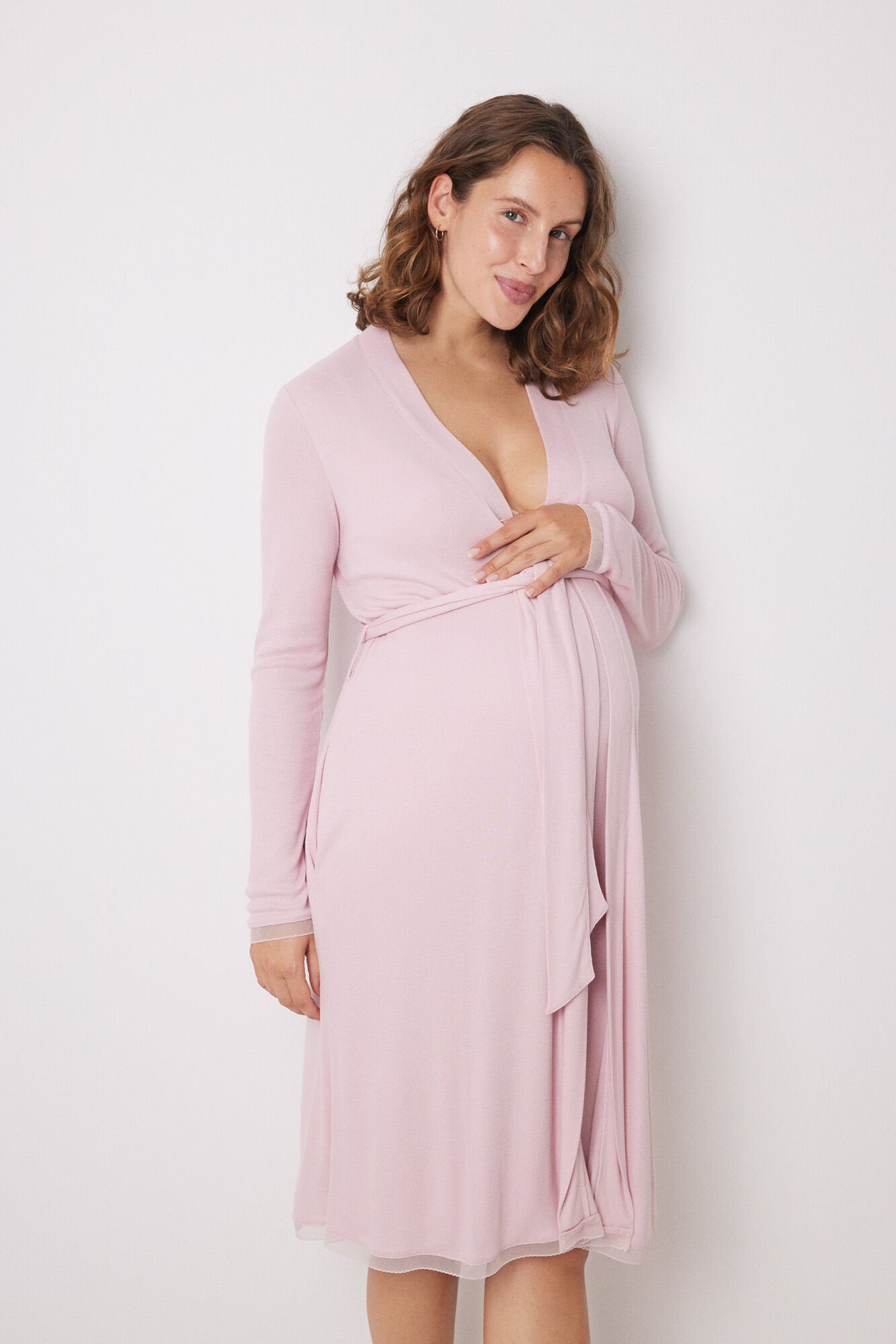 Pink Midi Soft Touch "Maternity" Robe_06