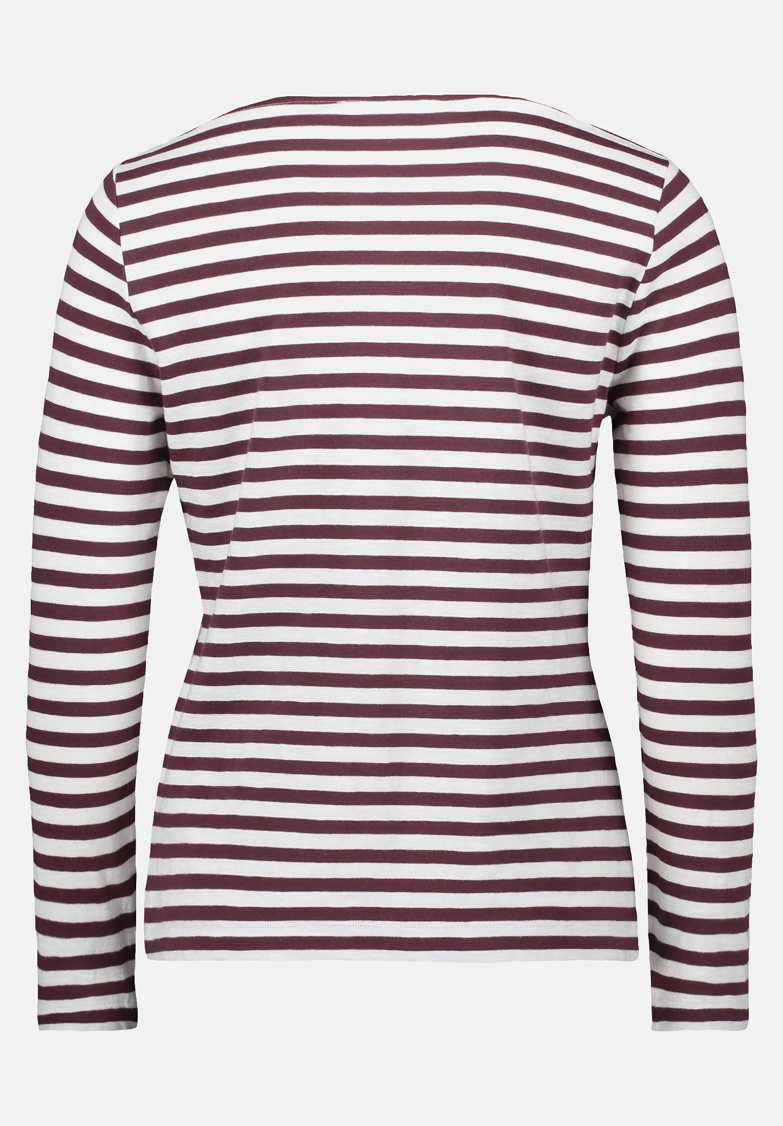 Betty Barclay_Cream/Dark Red_Striped Shirt with Boat Neck_2313-3146_1847_05
