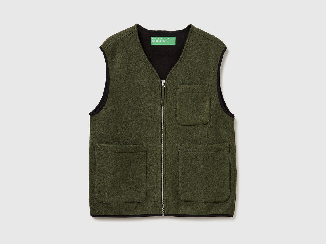 Benetton_Military Green_Vest in Wool Blend_24RDUJ00R_87V_01