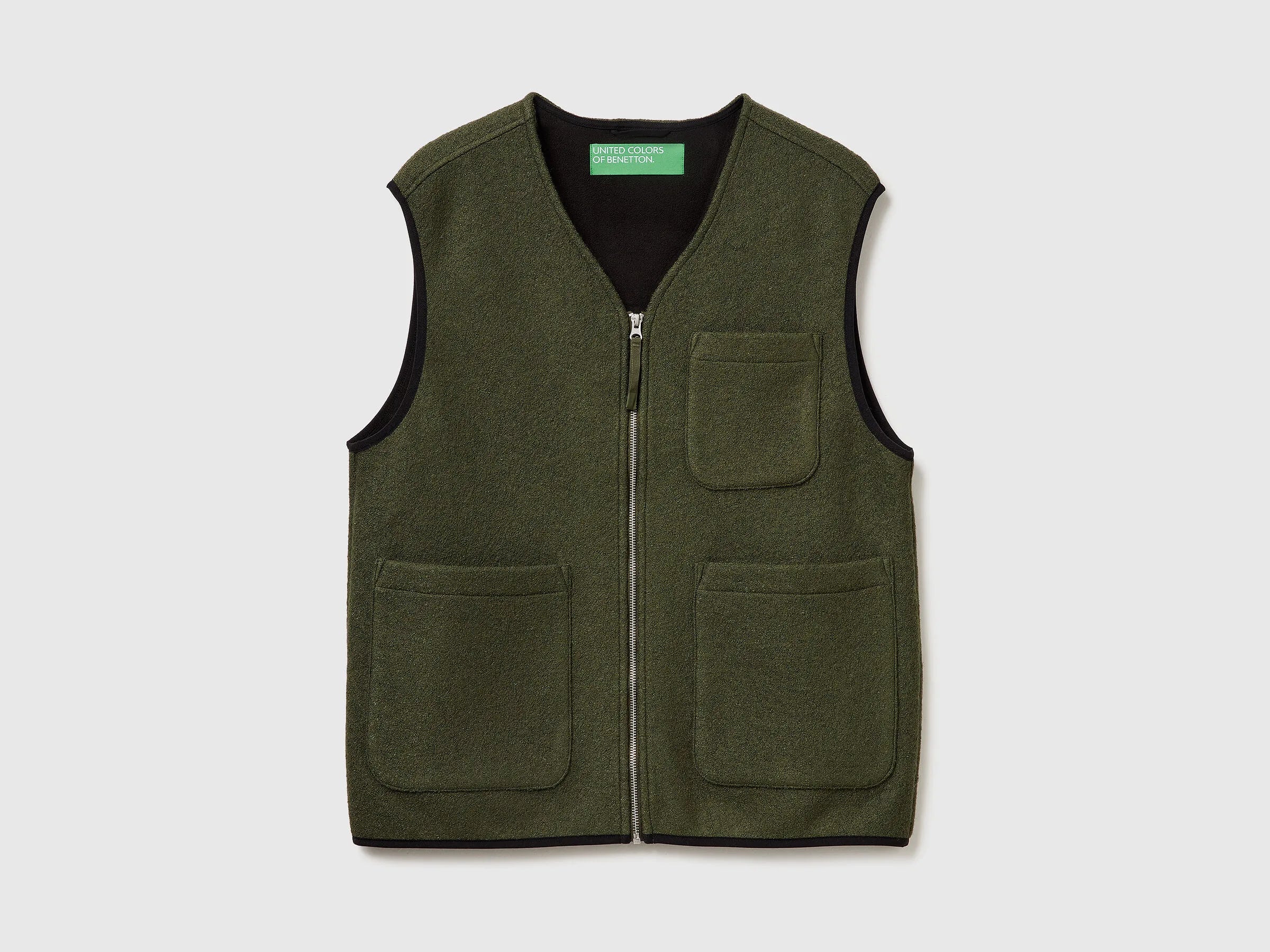 Benetton_Military Green_Vest in Wool Blend_24RDUJ00R_87V_01