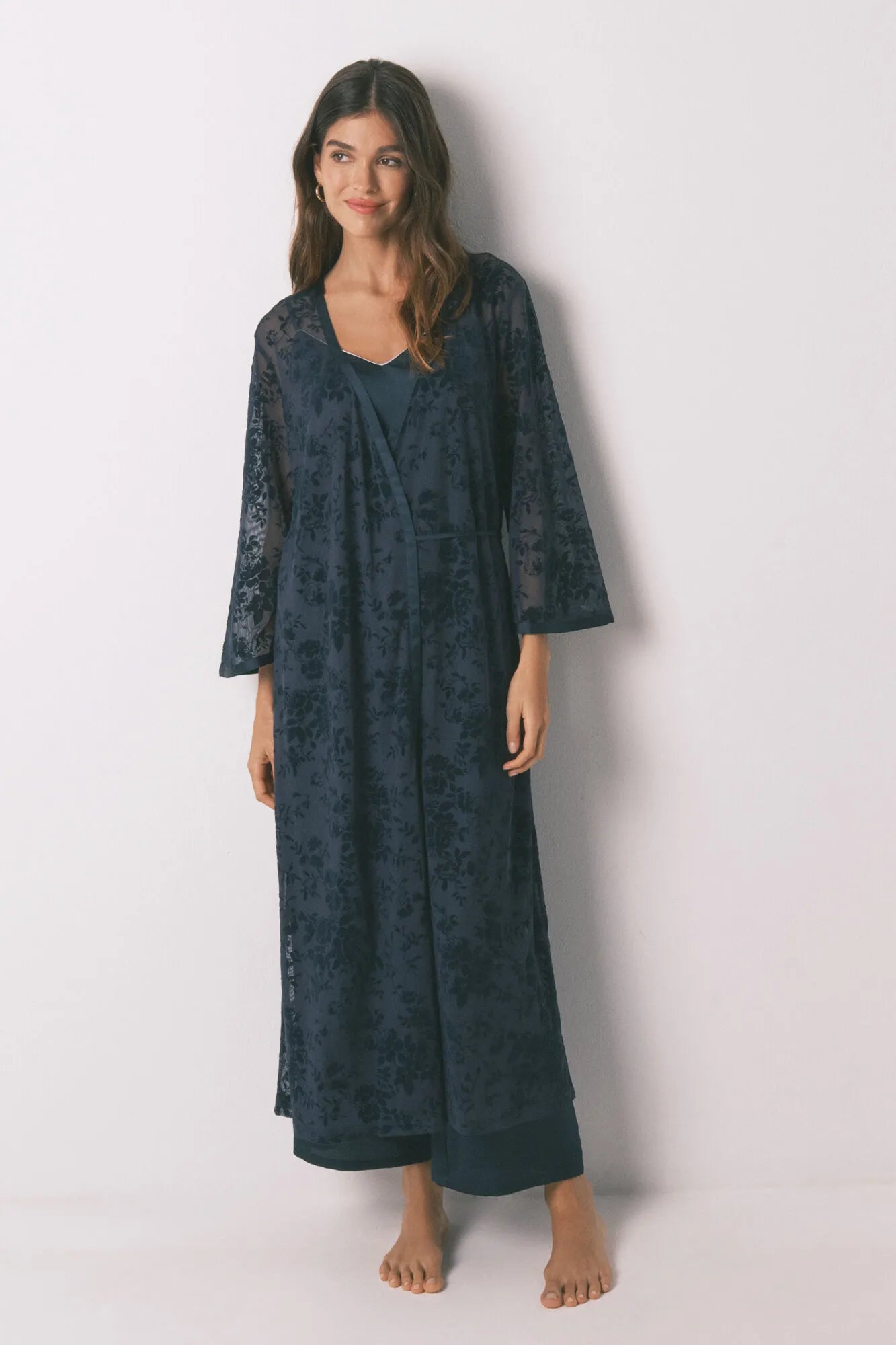 Women Secret_Medium Blue_Long Loose Blue Satin Robe_2532440_12_03