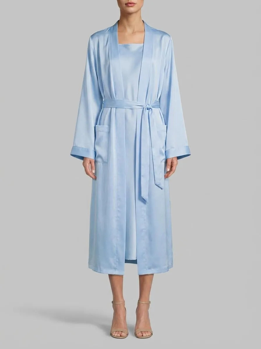 Women Secret Light Blue Women Blue Satin Midi Robe SKU: 2533683_16 Image 00